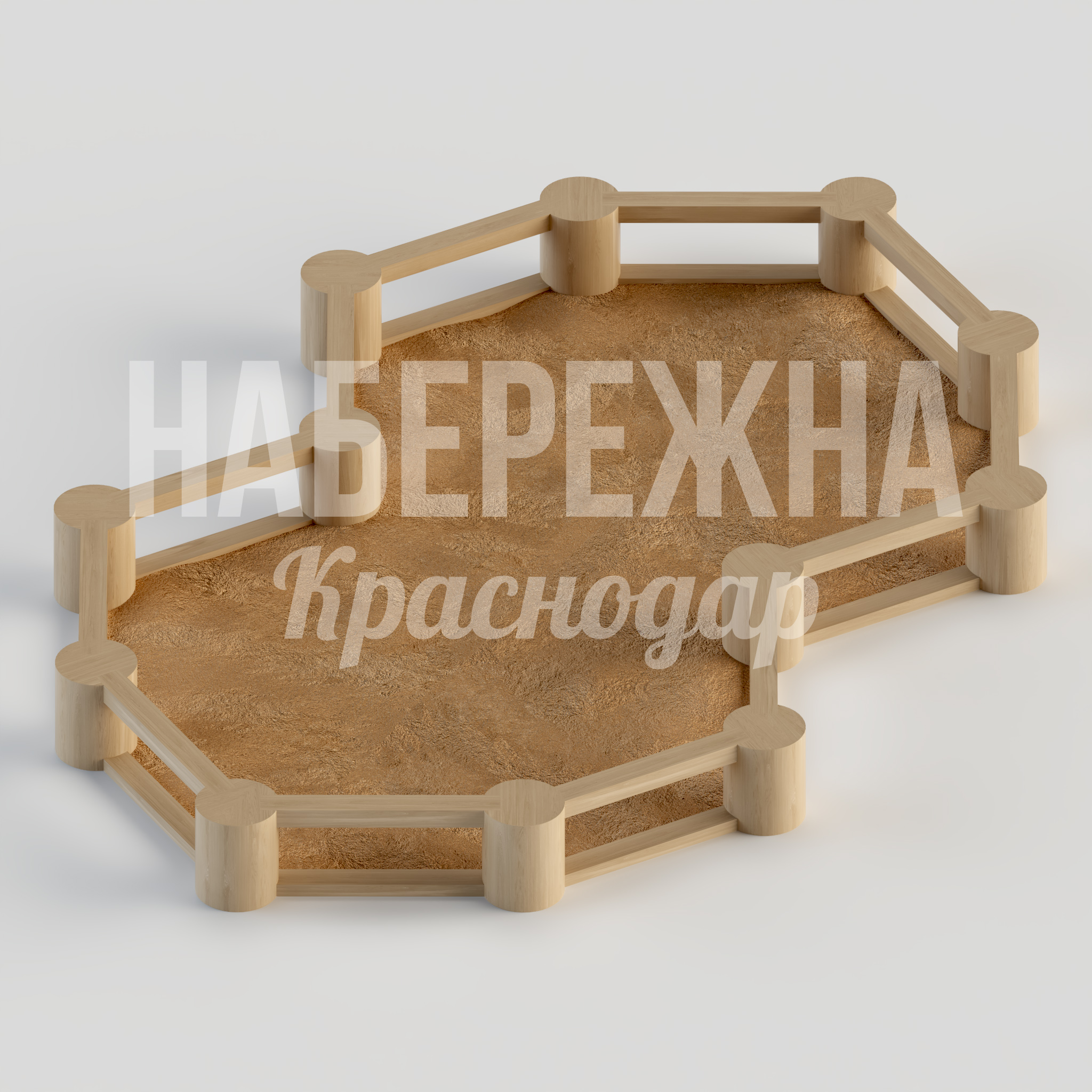 Песочница Ahsusböy 4680x7270x520 мм. MAF-23.170 Песочница с деревянным ограждением для безопасной игры детей. Вместительная площадка для детских площадок и парков.