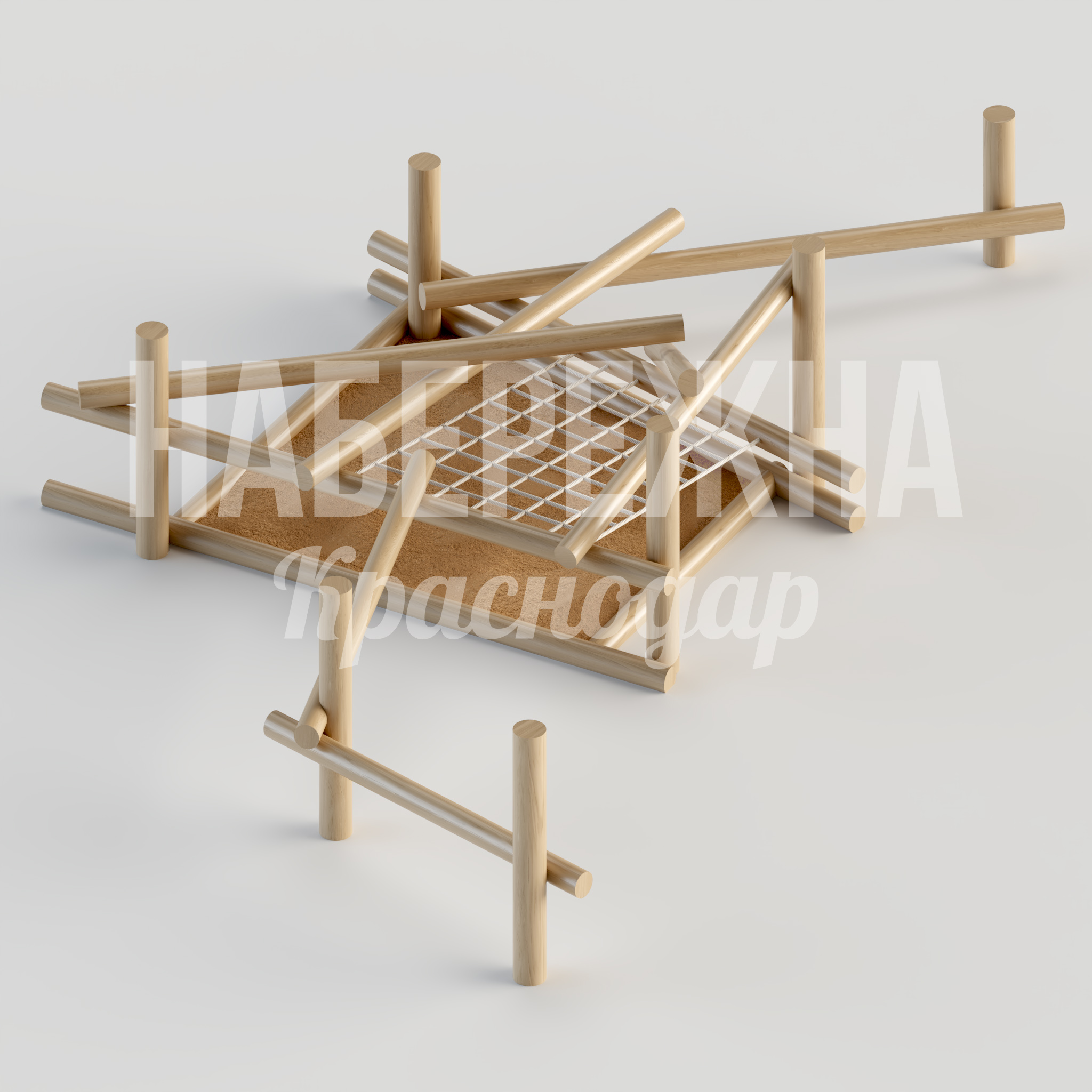 Песочница Sal 5870x8660x1720 мм. MAF-23.175 Песочница с деревянным каркасом и защитной сеткой. Вместительная конструкция для детских площадок и зон отдыха.