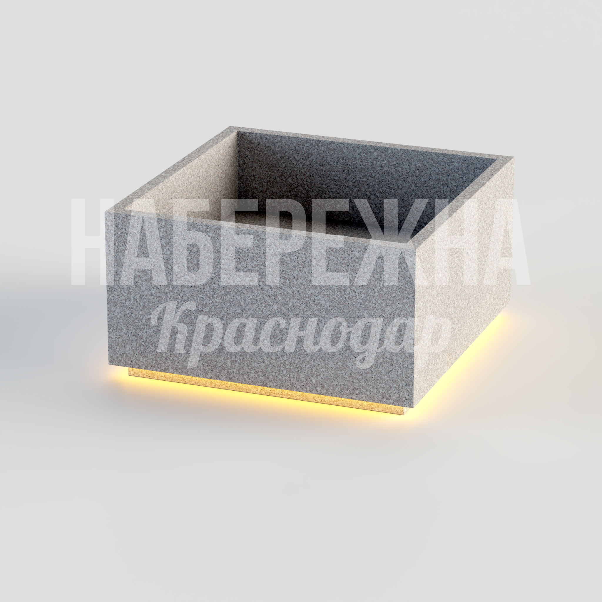 Вазон Nendipta c подсветкой 1100x1100x600 мм. MAF-24.110-1 Квадратный вазон с встроенной подсветкой для декоративного озеленения и вечерней подсветки городских пространств.