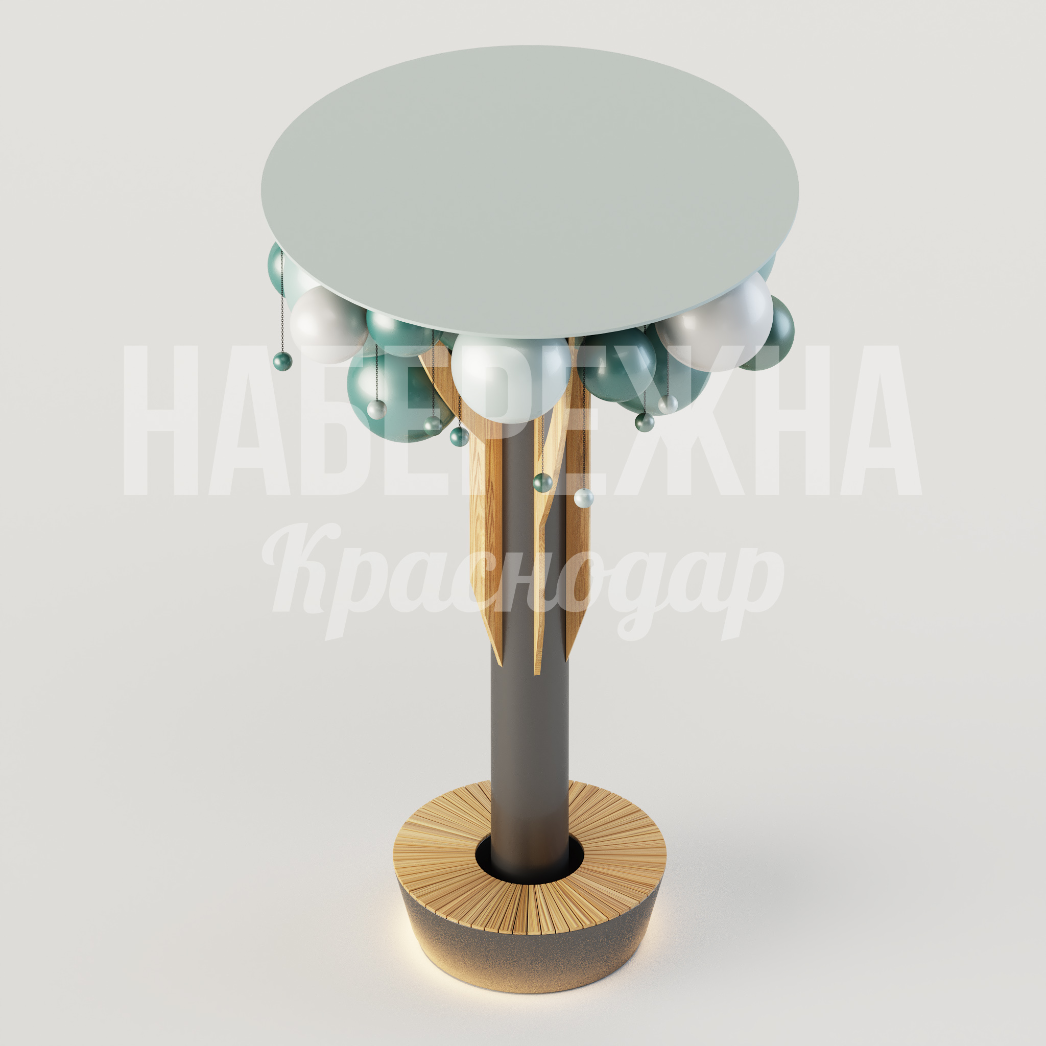 Лавочка-Арт-объект Luel - заказать, Стеллы, Металл, Дерево, Подсветка