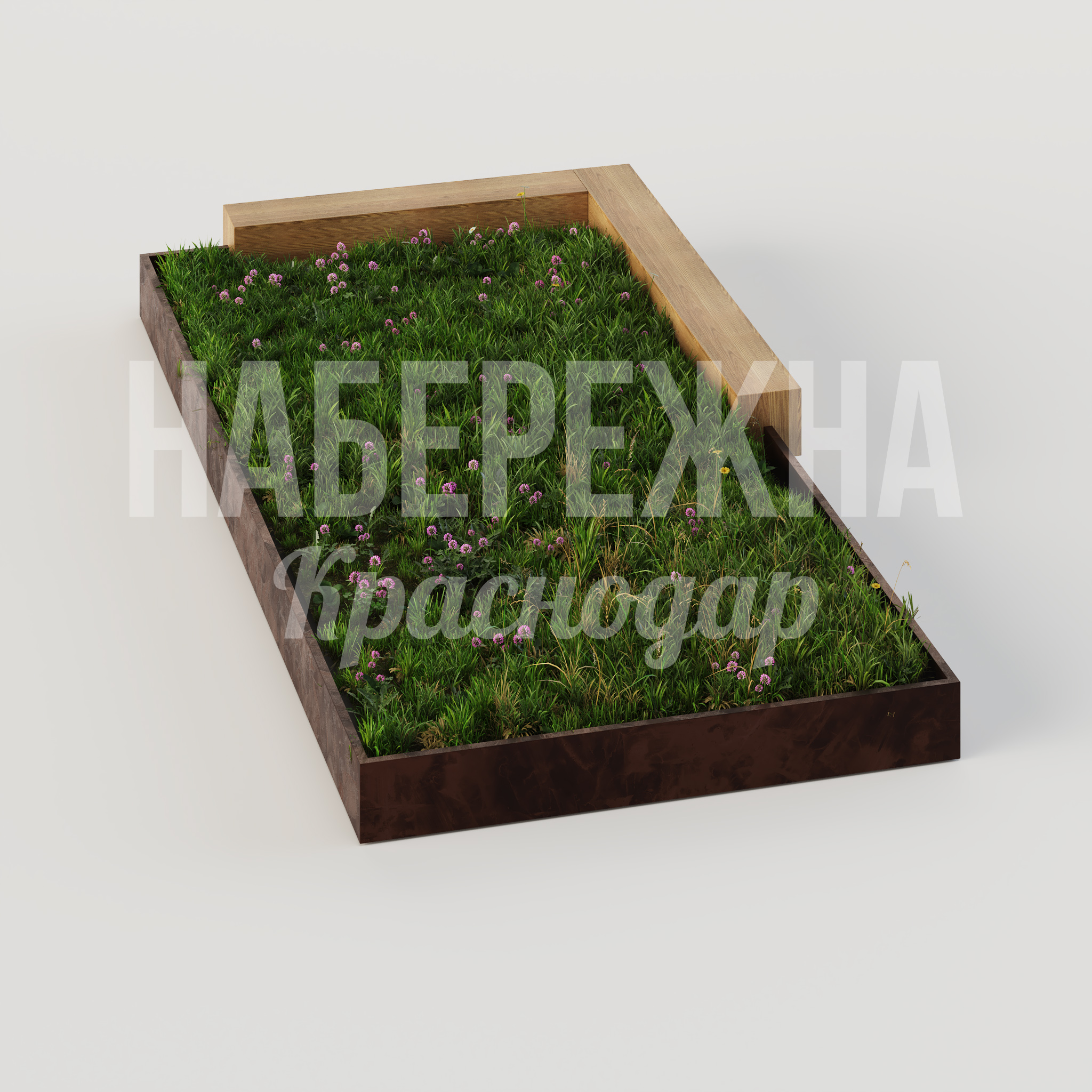 Клумба Uknefbo - заказать, Клумбы, Металл, Дерево, Искусственная трава