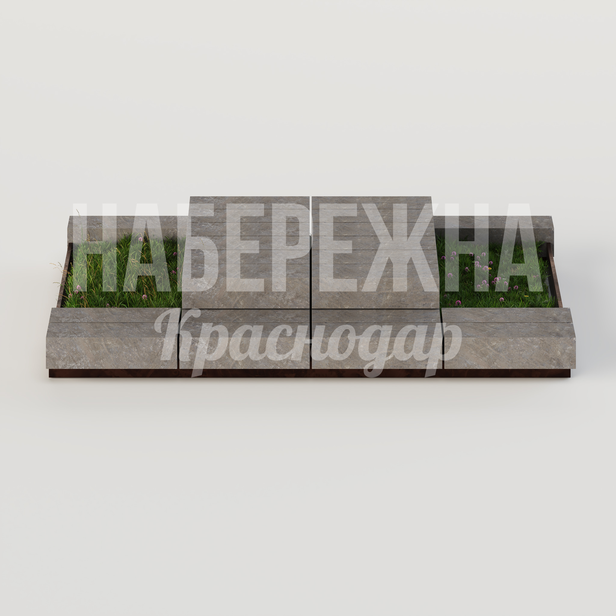 Клумба Misvoi — купить, MAF-25.007 | Набережна Клумба Misvoi - купить, 2600x5000x750 мм, Бетон, Металл