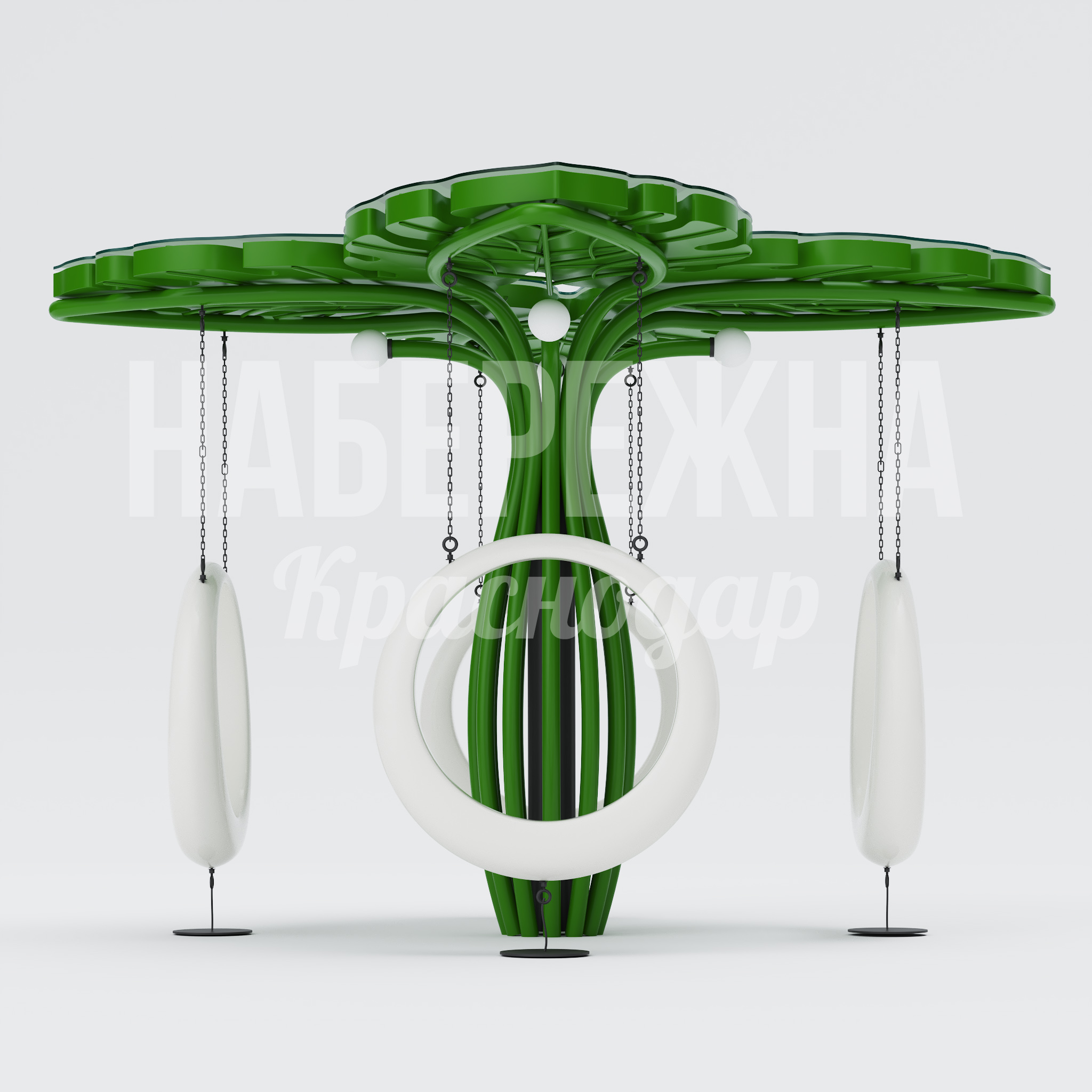 Качели Kötsenyå - купить, 5100x5100x3400 мм, Металл, Подсветка, Стеклопластик