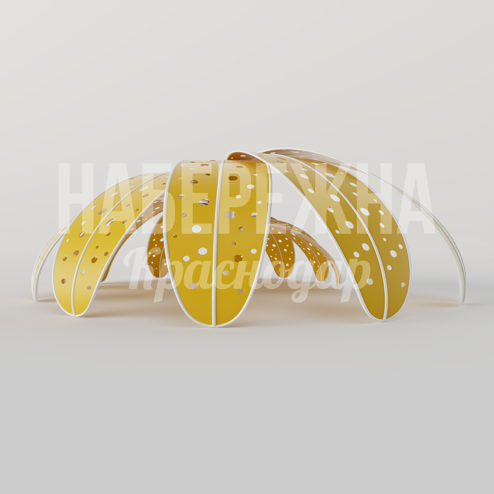 Пергола Kimåi 11350x12250x4300 мм. MAF-25.021 Пергола из композитных арочных элементов с перфорацией. Создаёт затенённые зоны отдыха в парках и скверах.