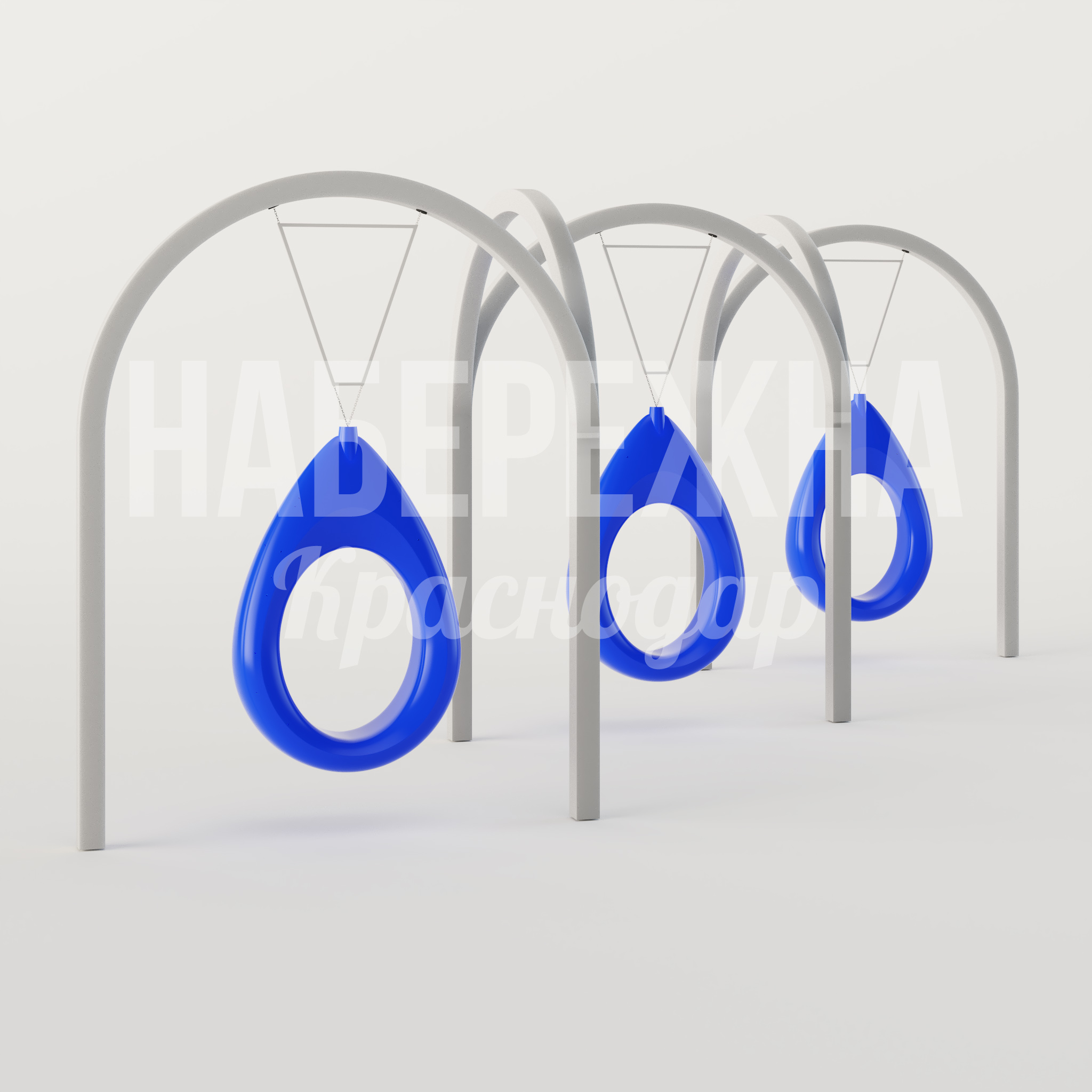 Качели Odcuclu 6600x9150x4000 мм. MAF-25.024-2 Качели с подвесными сиденьями каплевидной формы для детских площадок. Арочная конструкция обеспечивает безопасность.