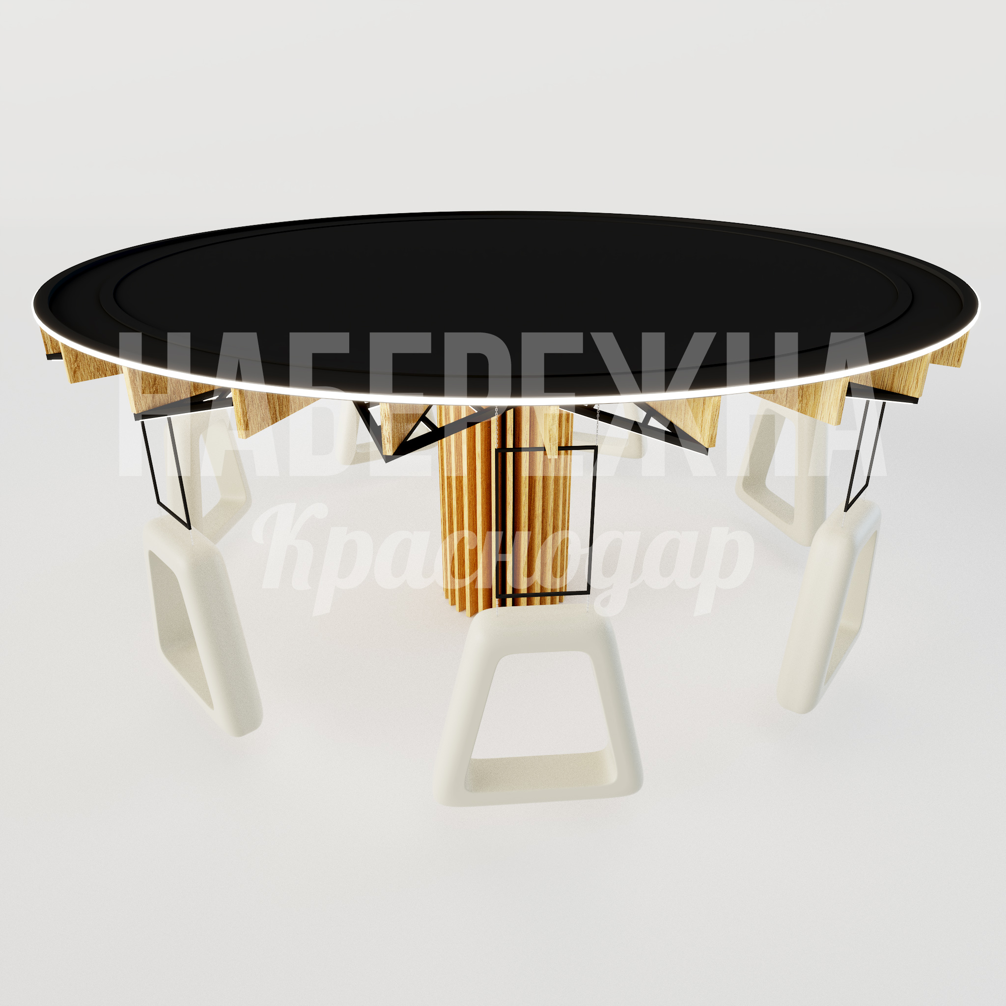 Навес с качелями Tuyilece - заказать, Качели, Металл, Дерево, Подсветка