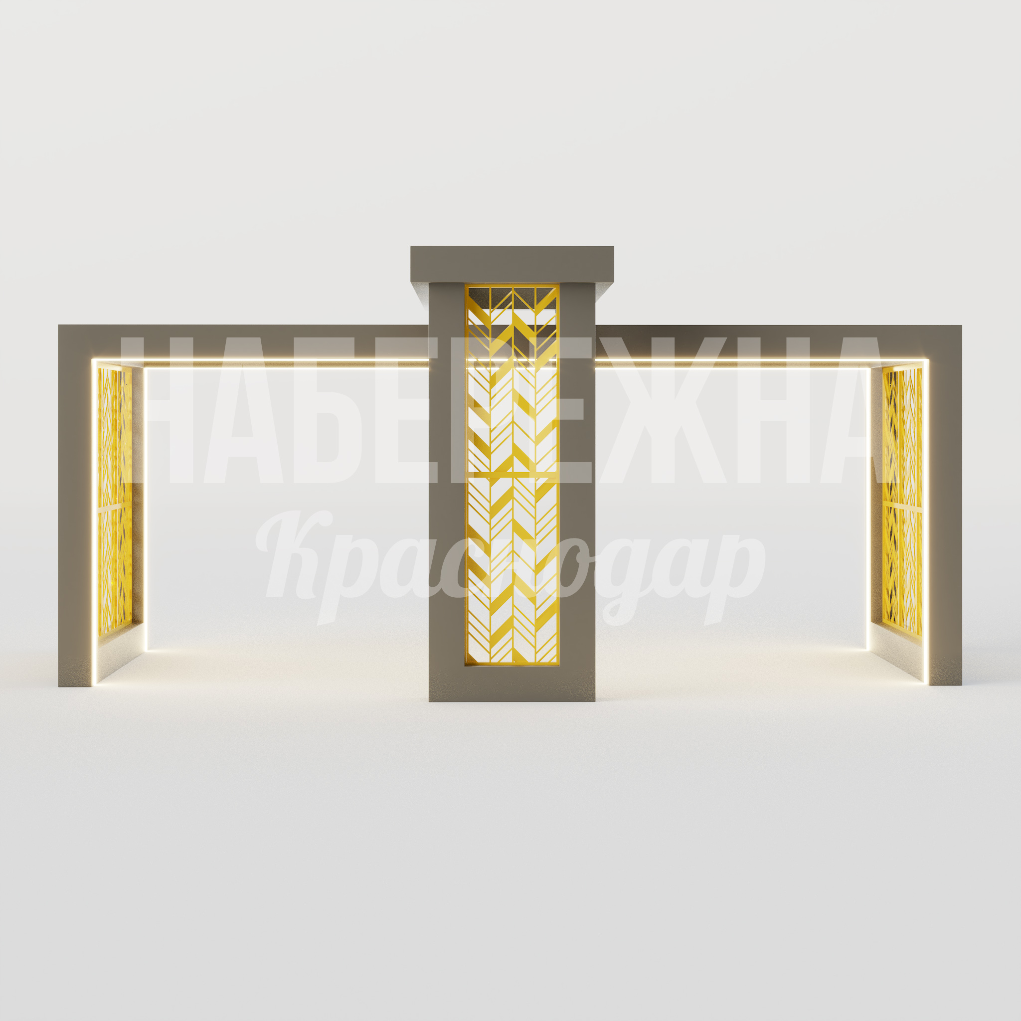 Навес Obpisga - купить, 4150x8000x3800 мм, Бетон, Металл, Подсветка