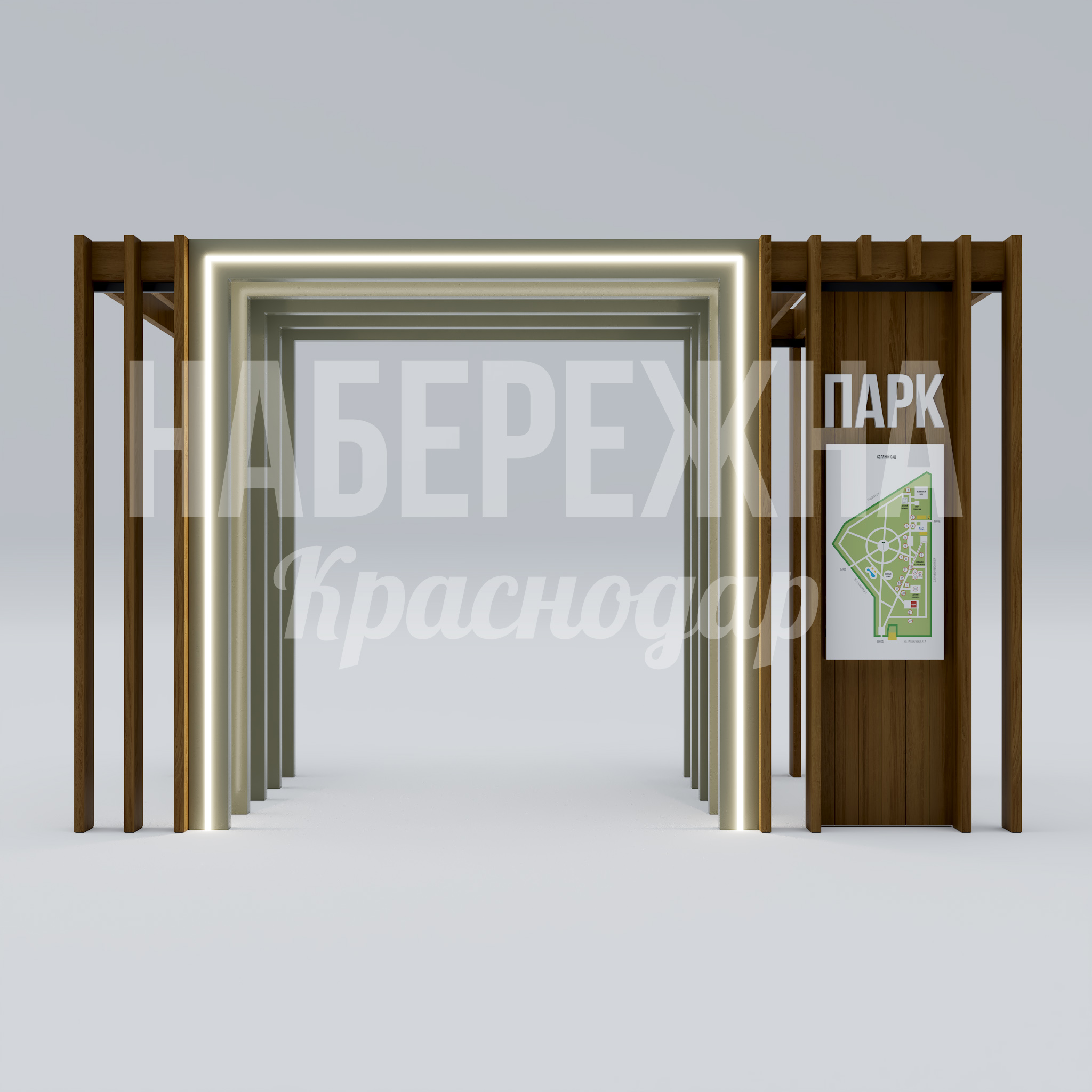 Входная группа Seaja - купить, 2600x4750x3000 мм, Металл, Дерево, Подсветка