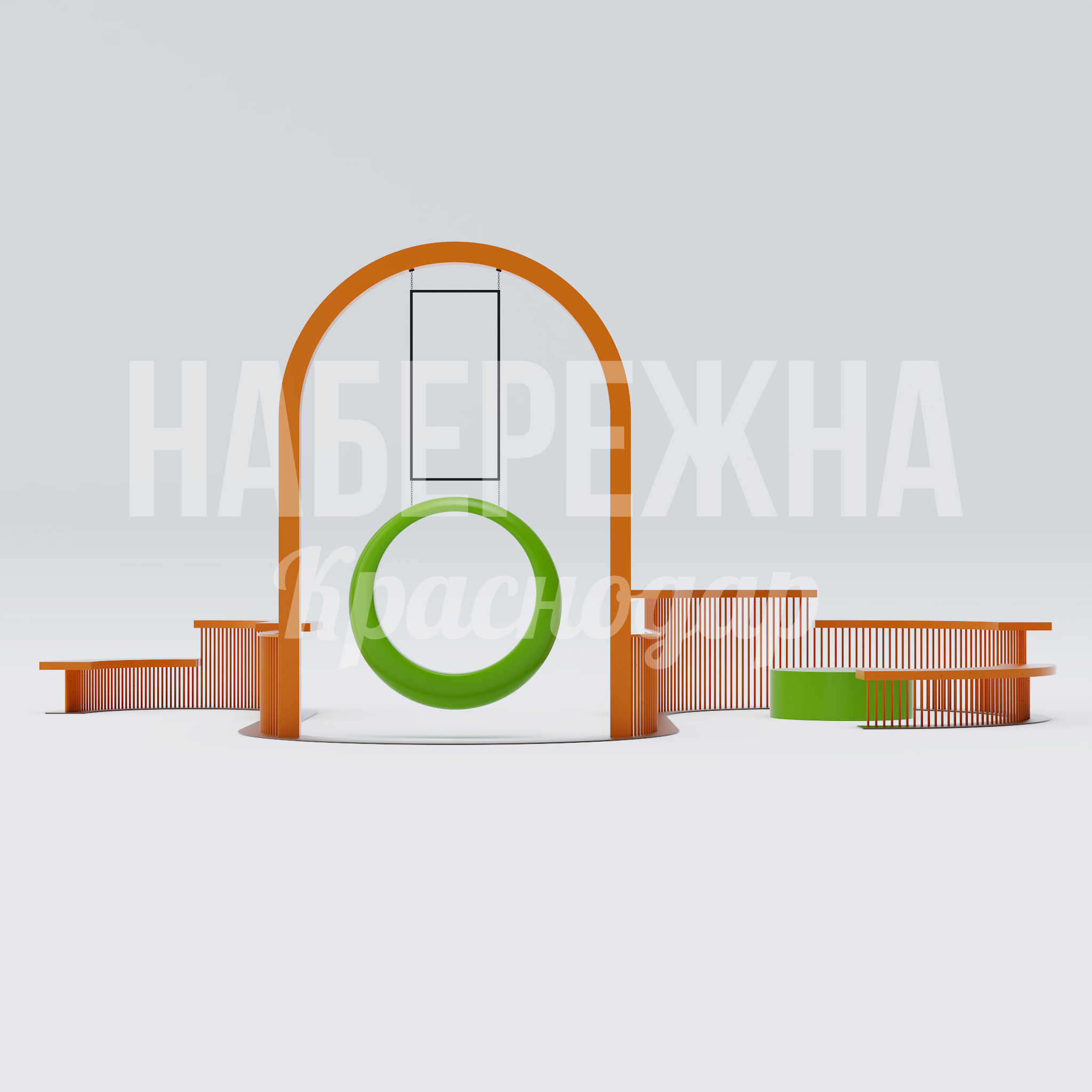 Качели с посадочными местами Ducju - купить, 11300x11000x3600 мм, Металл