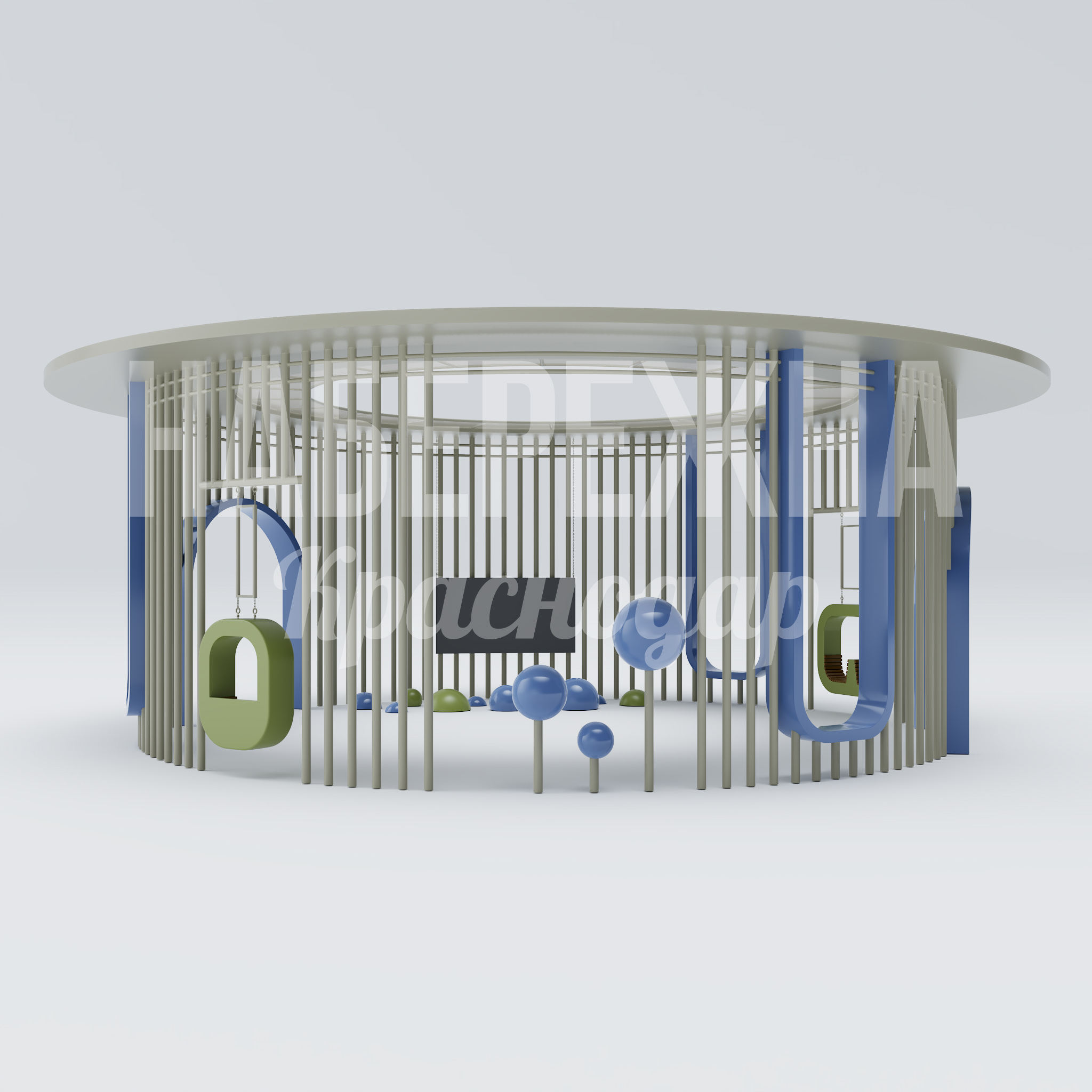 Пергола с качелями Mirfurle - купить, 20000x20000x5000 мм, Металл, Дерево, Стеклопластик