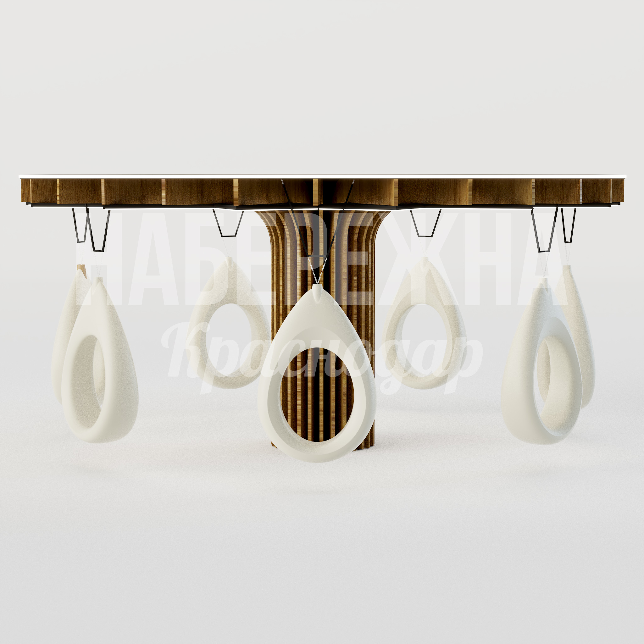 Навес Pevni с качелями - купить, 8000x8000x3650 мм, Металл, Дерево, Подсветка, Стеклопластик