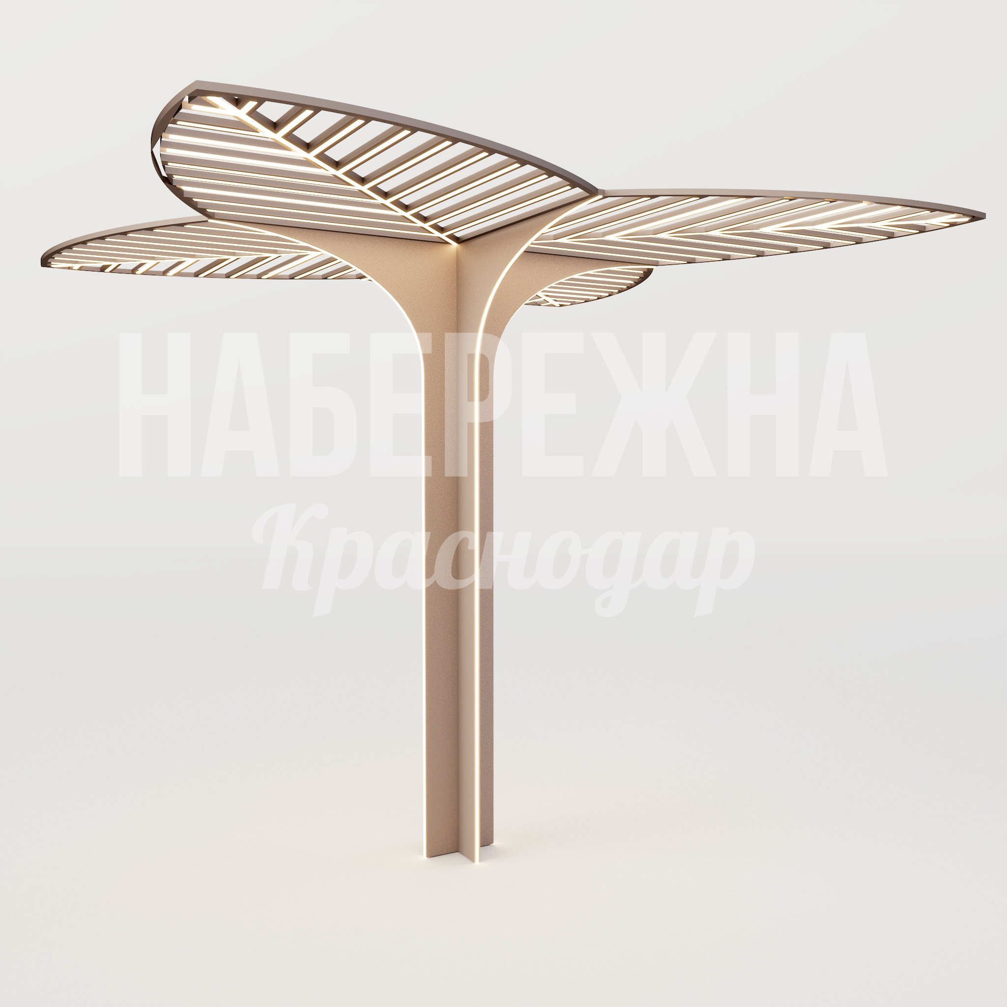 Навес Vurvö 10000x10000x6250 мм. MAF-25.065 Навес с трёхлучевой конструкцией и встроенной подсветкой. Покрытие порошковой краской защищает от коррозии.