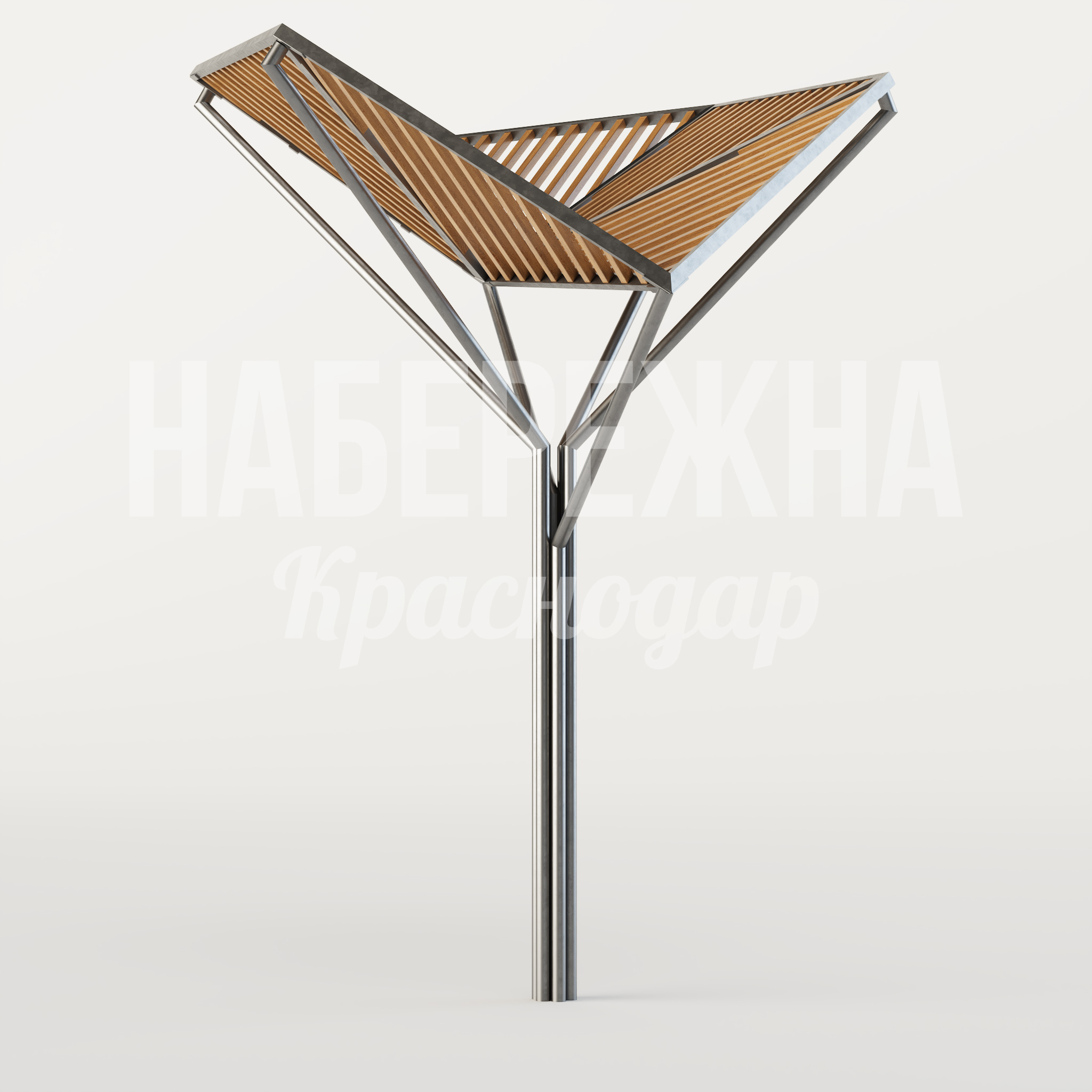 Навес Seb 2900x4450x4450 мм. MAF-25.068 Навес с комбинированной конструкцией из реек и стальной опоры. Защищает от солнца и дождя в зонах отдыха.