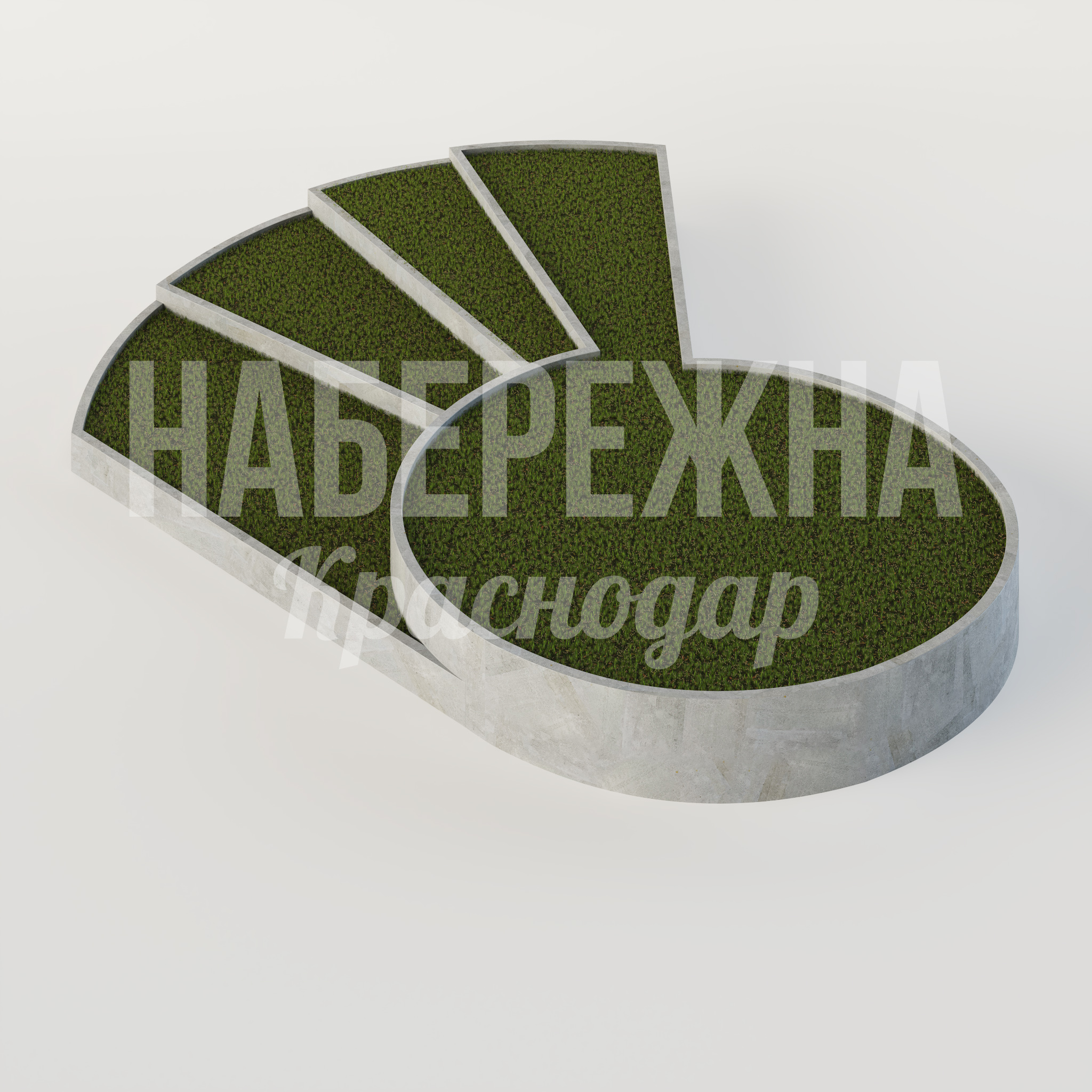 Клумба Yit - купить, 16100x18250x3850 мм, Бетон, Искусственная трава