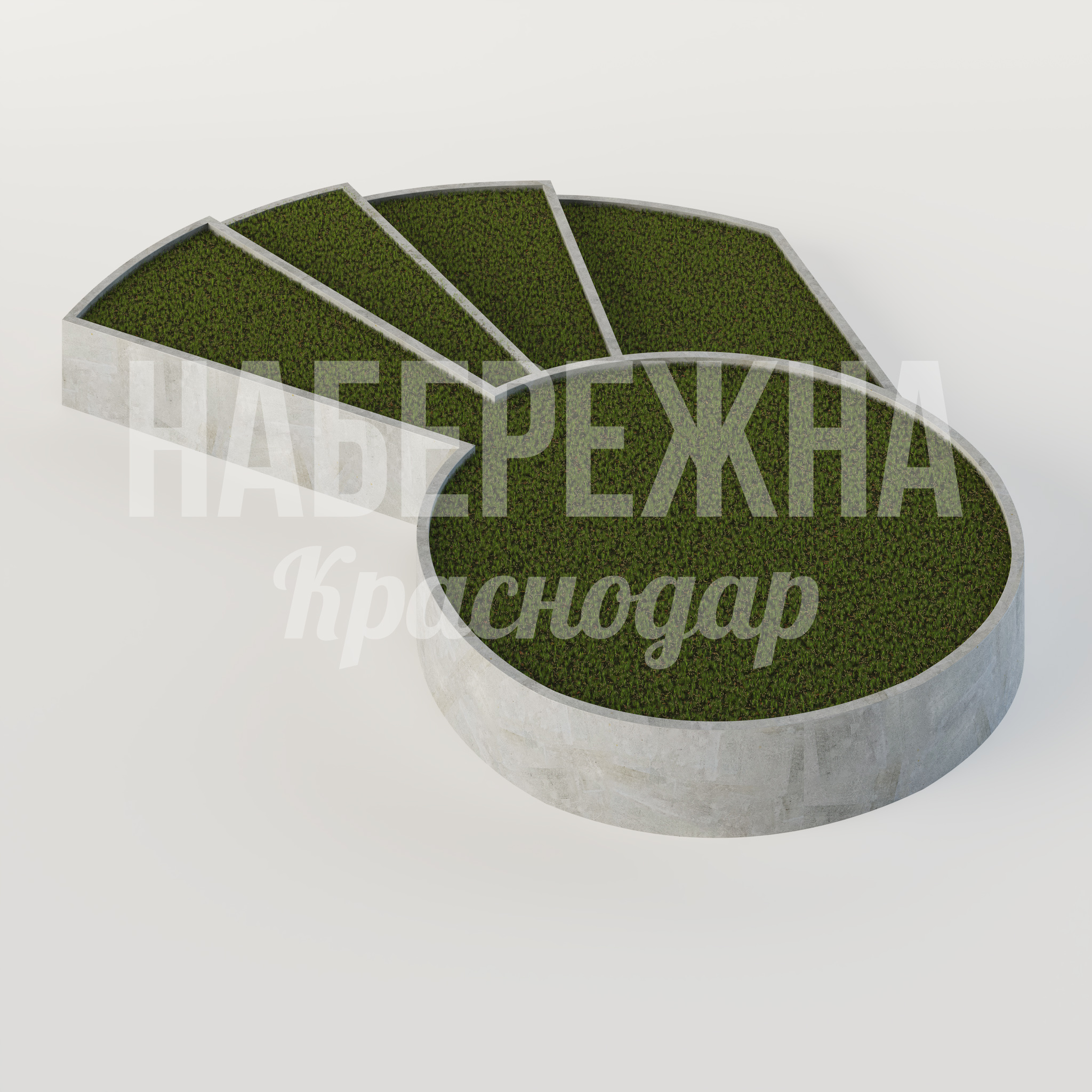 Клумба Bayvi - заказать, Клумбы, Бетон, Искусственная трава