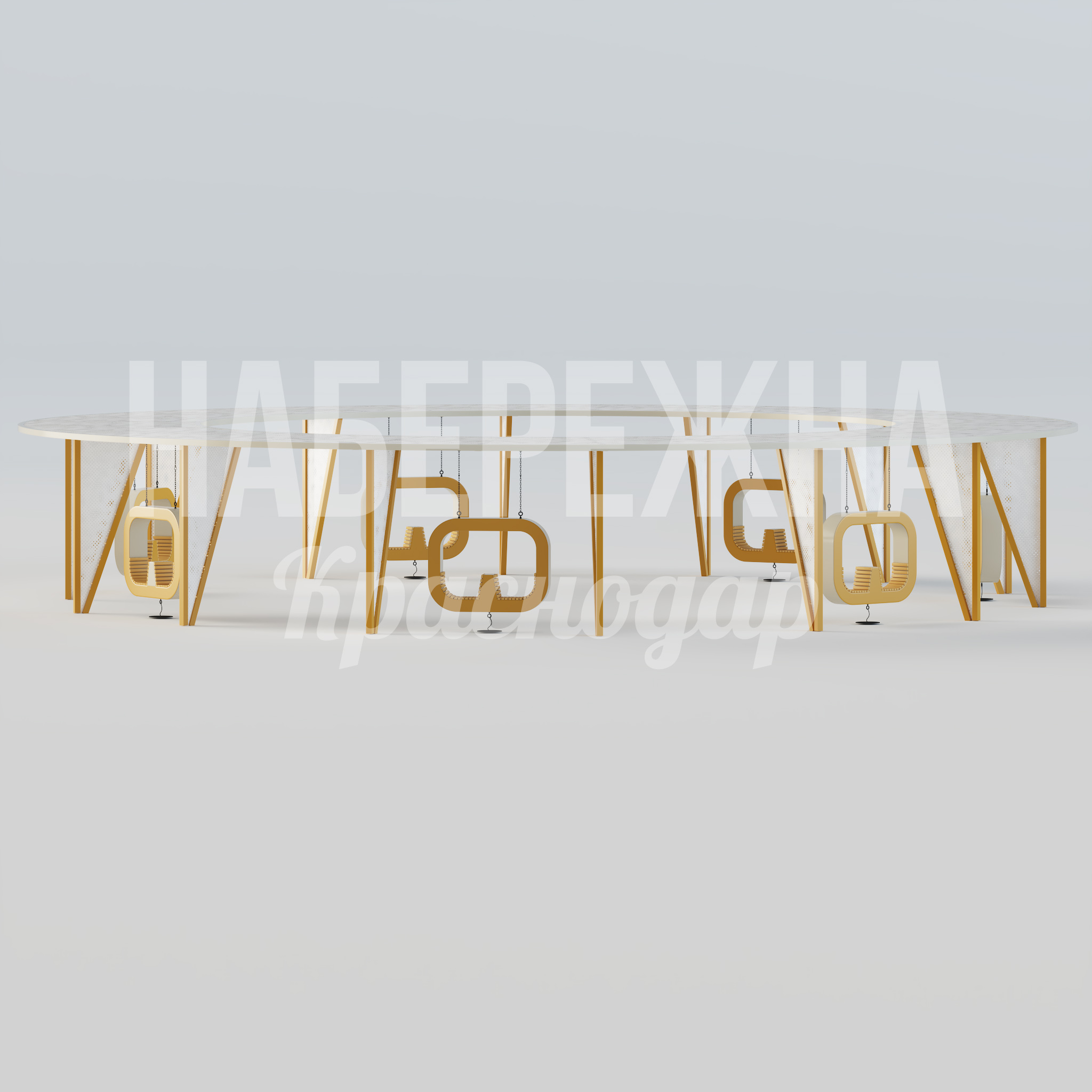 Навес с качелями Vokmop - купить, 23100x23100x3100 мм, Металл, Дерево