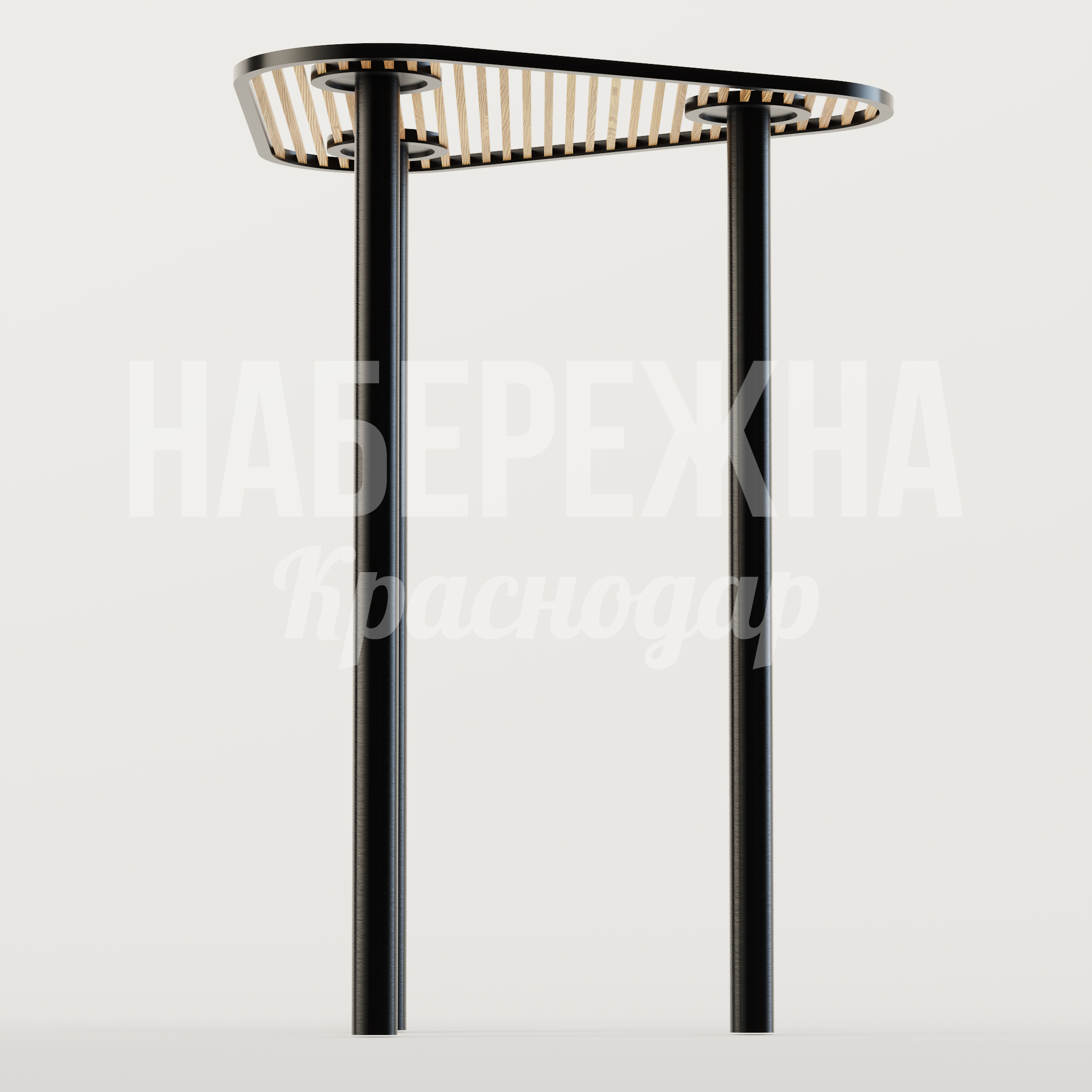 Навес Humnipko 3280x3000x4200 мм. MAF-25.099-1 Навес с деревянными рейками и стальным каркасом. Защищает от солнца, создаёт комфортную зону отдыха в парках.