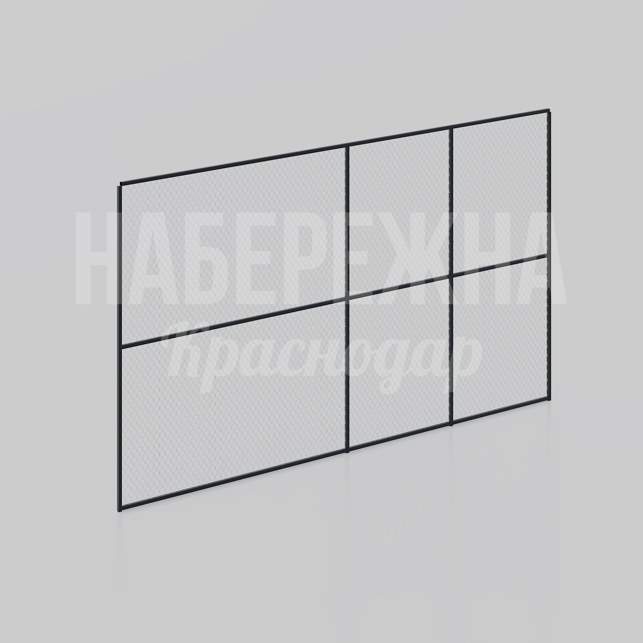 Секция ограждения Hilpei 50x7200x4200 мм. MAF-25.261 Ограждение с сеткой рабица для зонирования территорий. Секционная сборка. Защита периметра объектов.