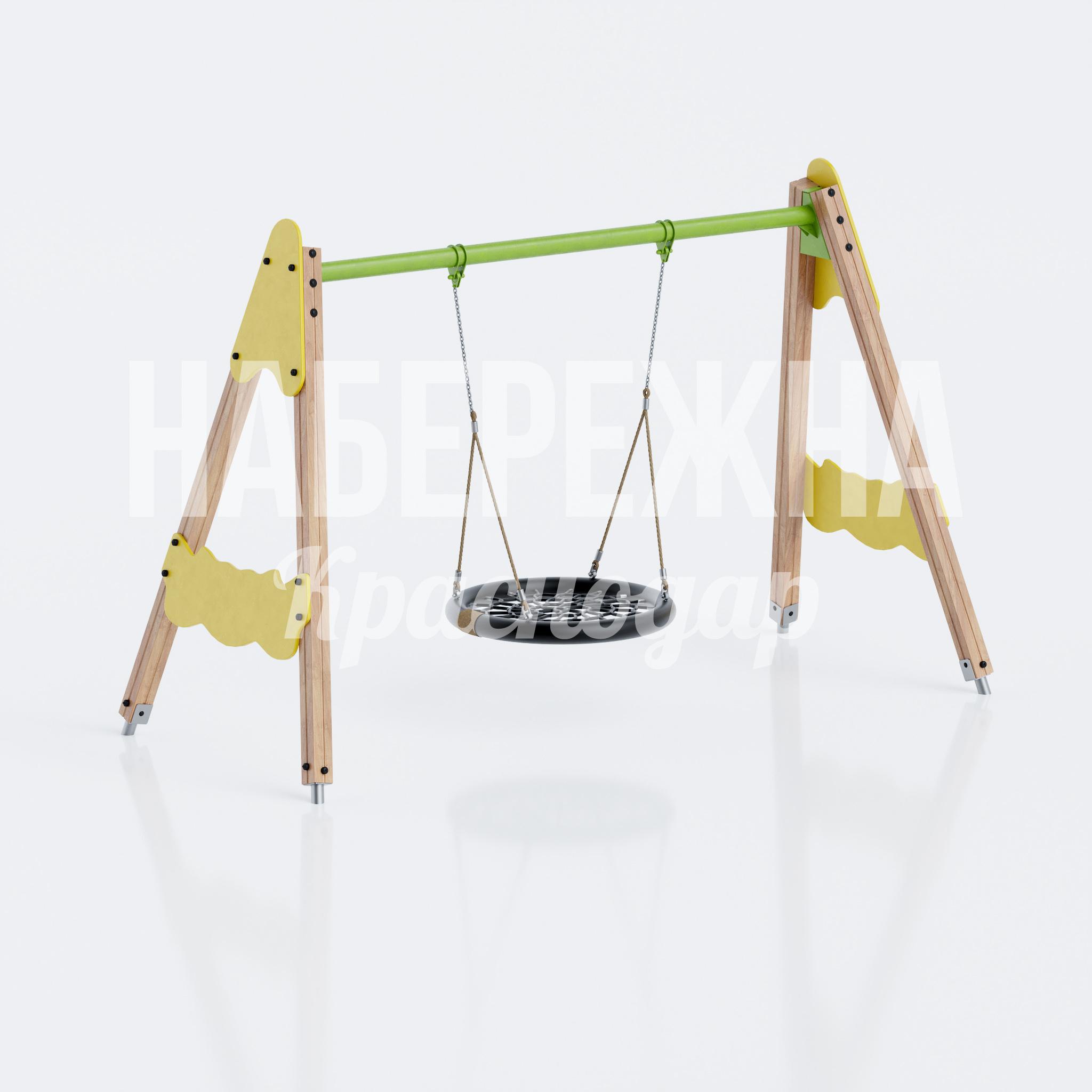 Детские качели гнездо Böago — купить, MAF-26.075 | Набережна Детские качели гнездо Böago 2000x3900x3000 мм. MAF-26.075 Качели-гнездо с каркасом из клееной древесины и металлическими креплениями для детских площадок и зон отдыха.
