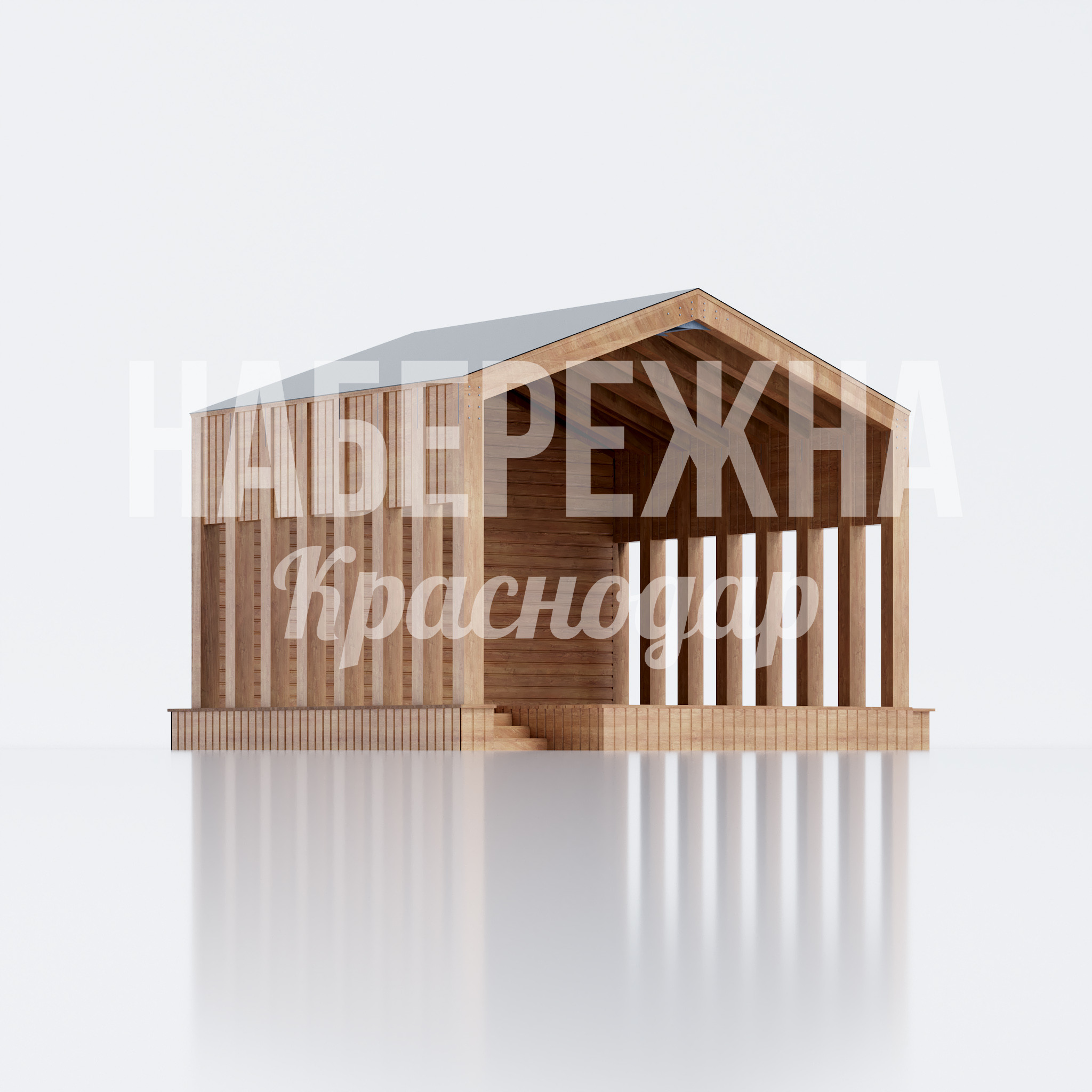 Уличная сцена Duchet 6150x6150x4000 мм. MAF-26.090 Сцена с двускатной кровлей и вертикальным фасадом для проведения концертов и городских мероприятий на открытом воздухе.