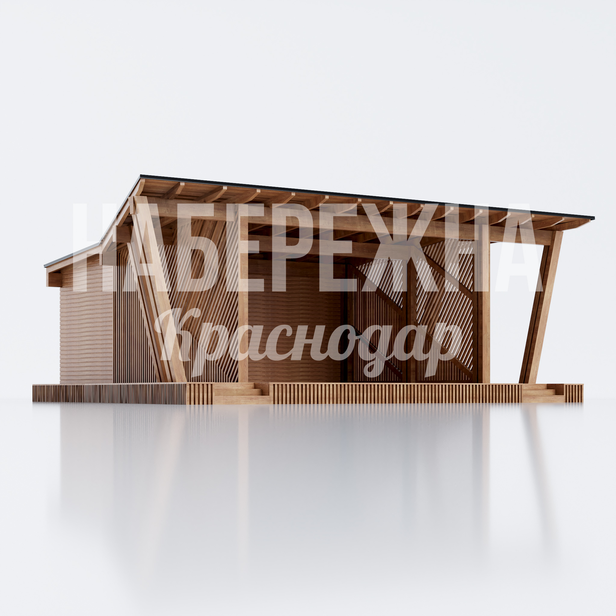 Уличная сцена Numcås 12000x10000x4500 мм. MAF-26.092 Сцена с деревянной конструкцией и рейками. Подходит для фестивалей и городских мероприятий. Площадь до 120 м².