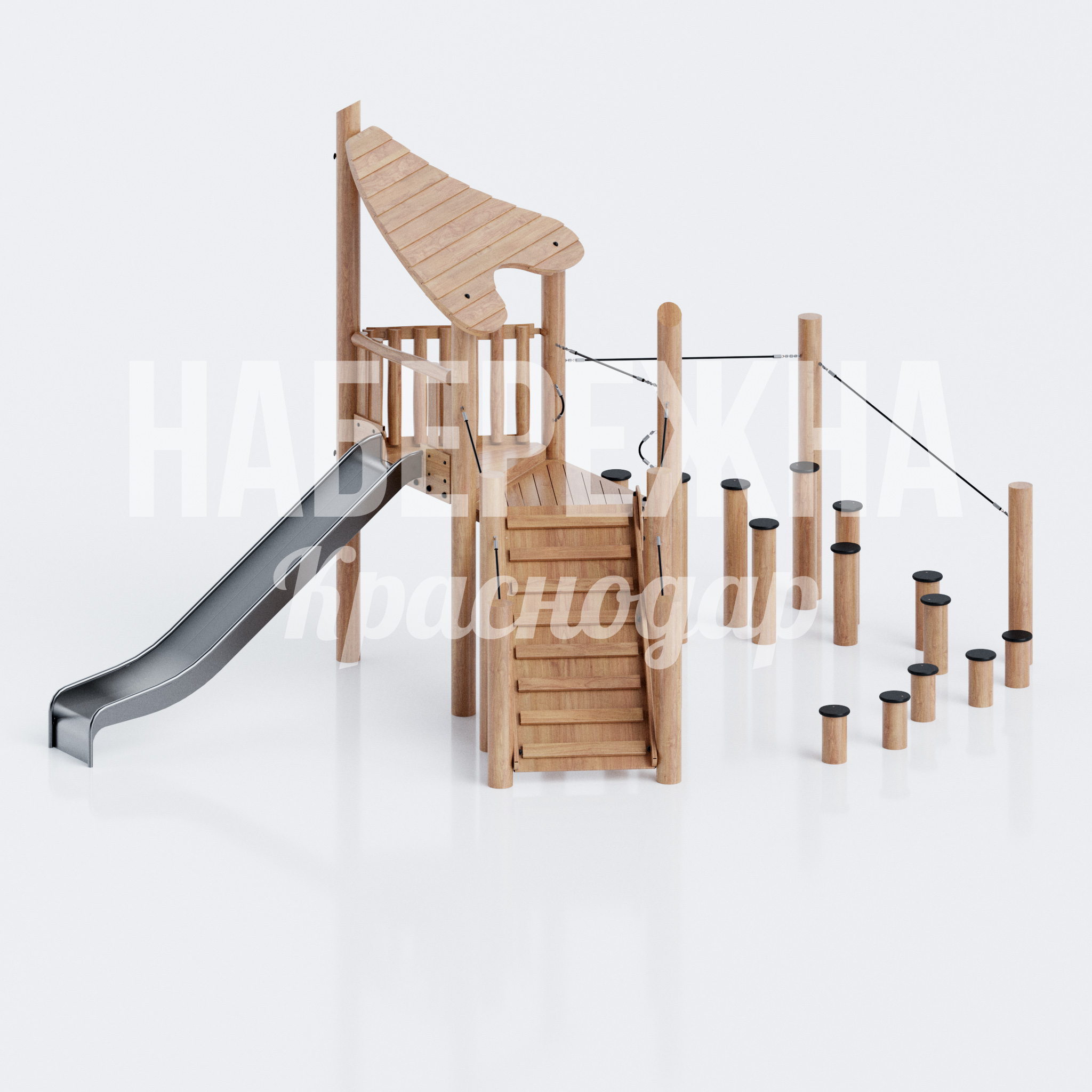 Детская горка с системой пеньковых балансиров Eomhug