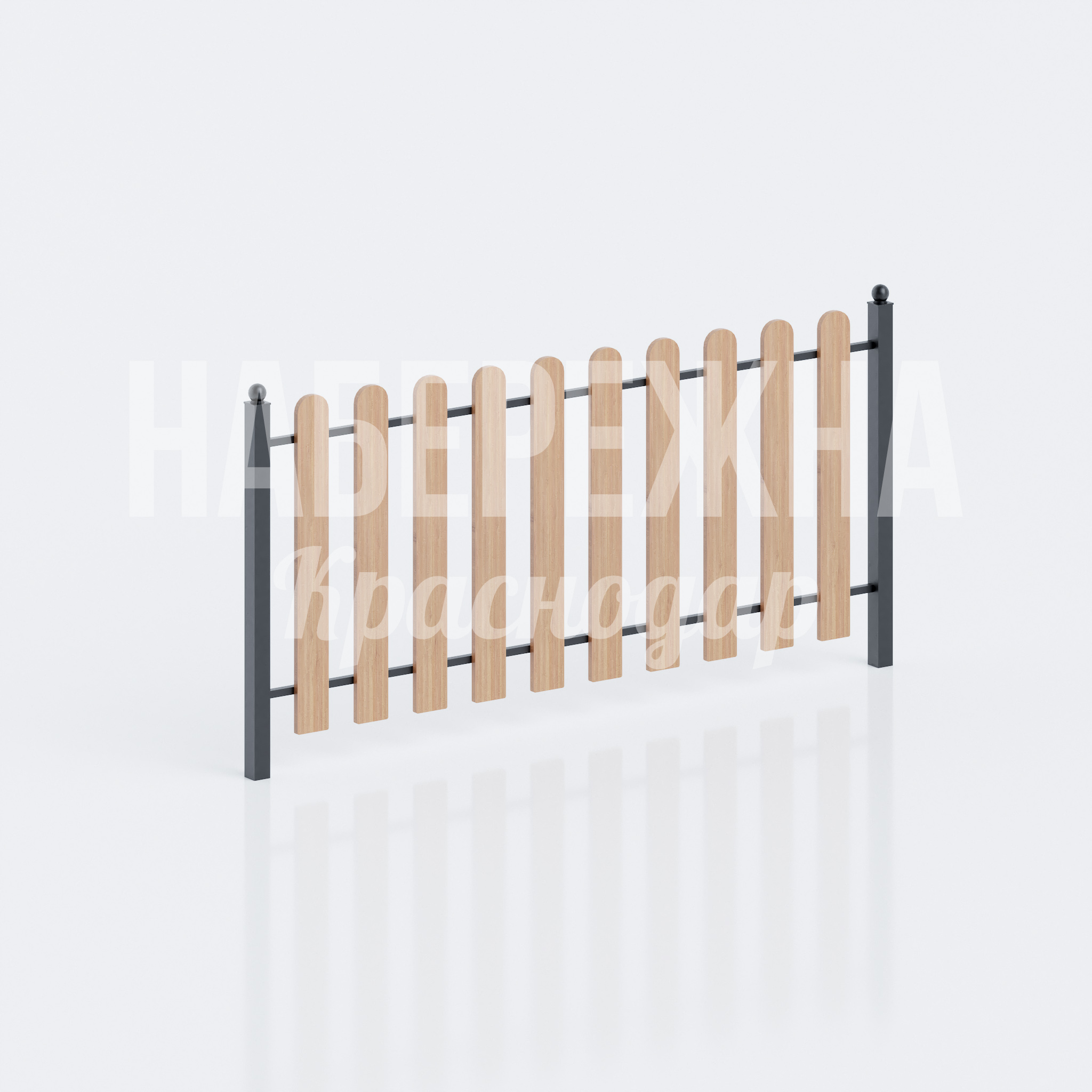Секция ограждения с деревянными ламелями Yiemyov