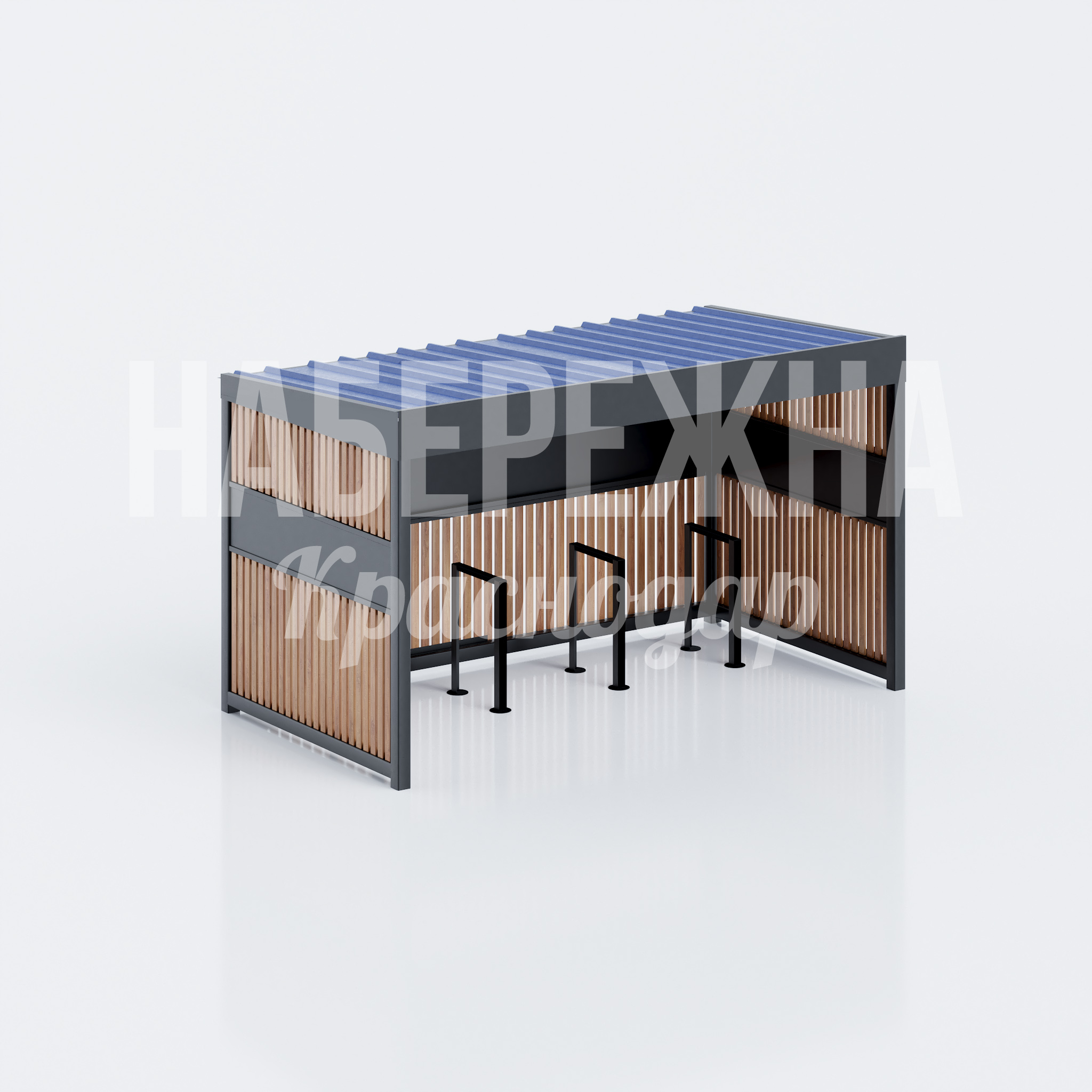 Крытый велопаркинг с крышей из профнастила Beiyuto