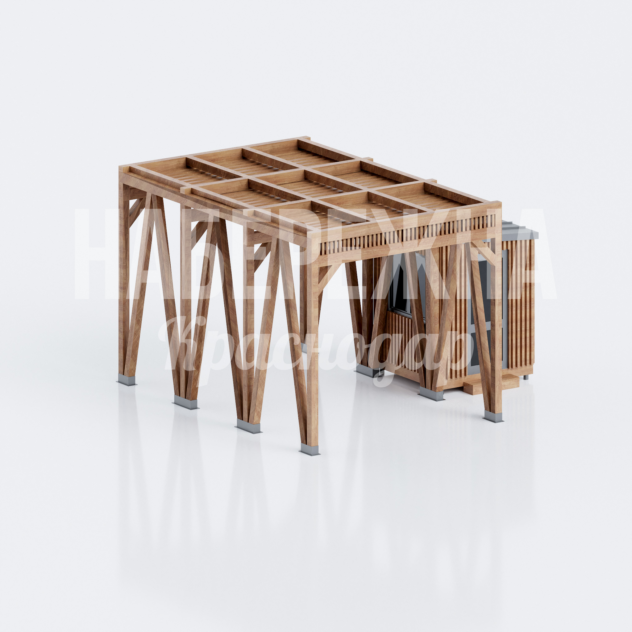 Деревянный навес с постом охраны Hujren