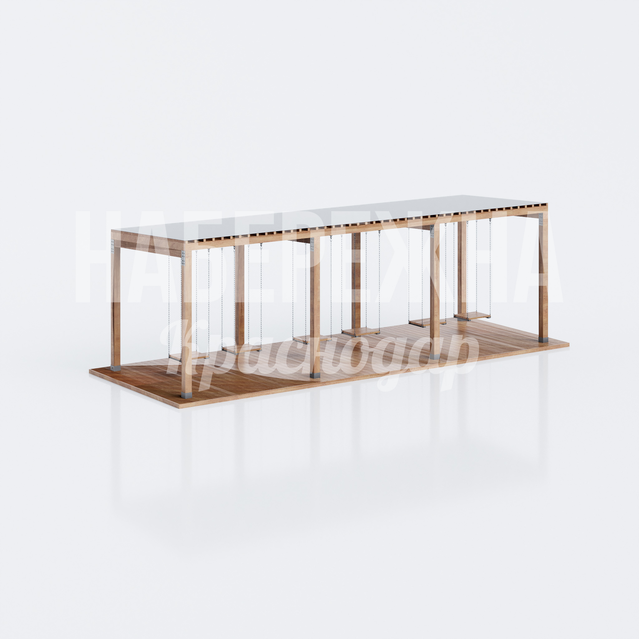 Веранда из дерева с качелями Gikne