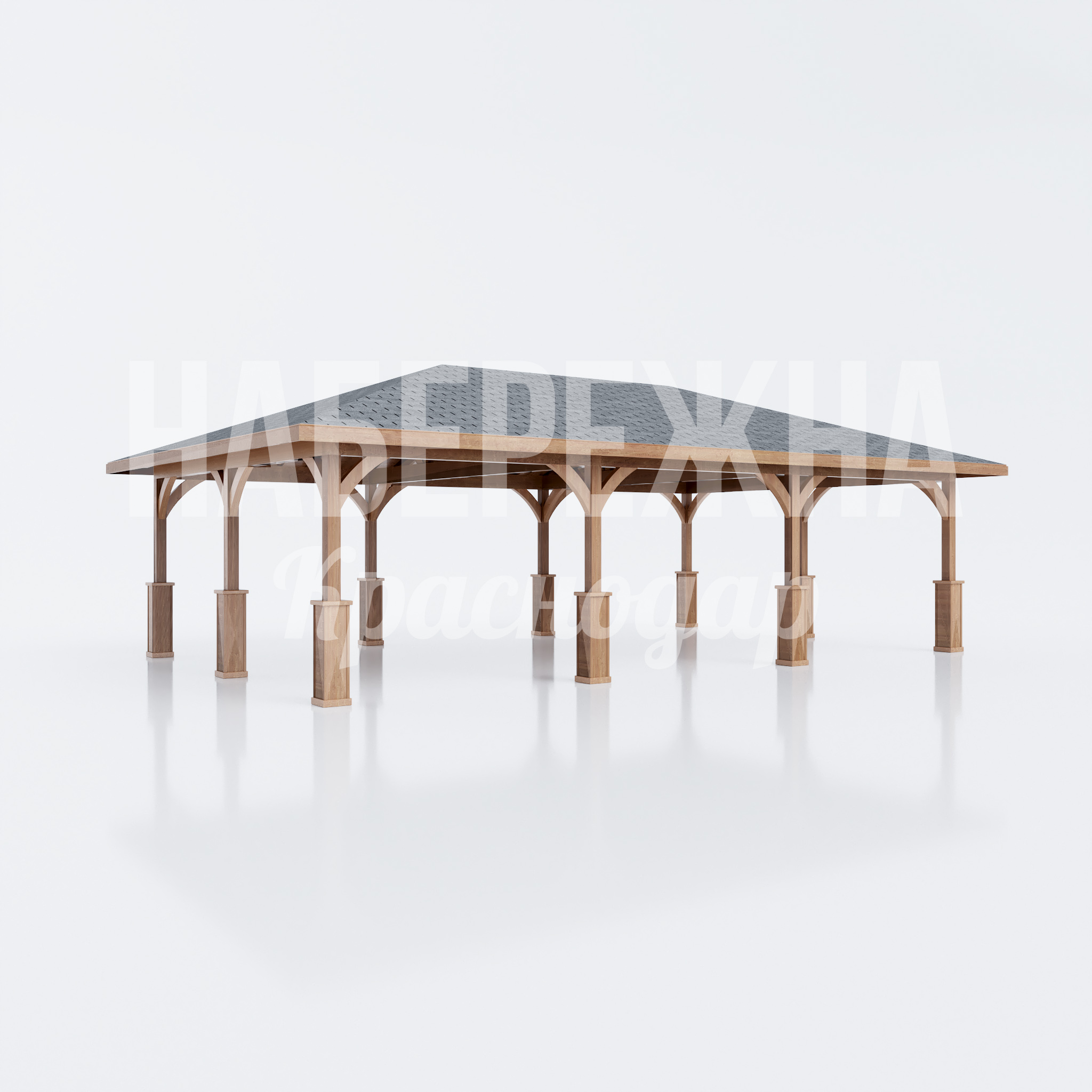 Навес с кровлей и деревянными колоннами Kamli