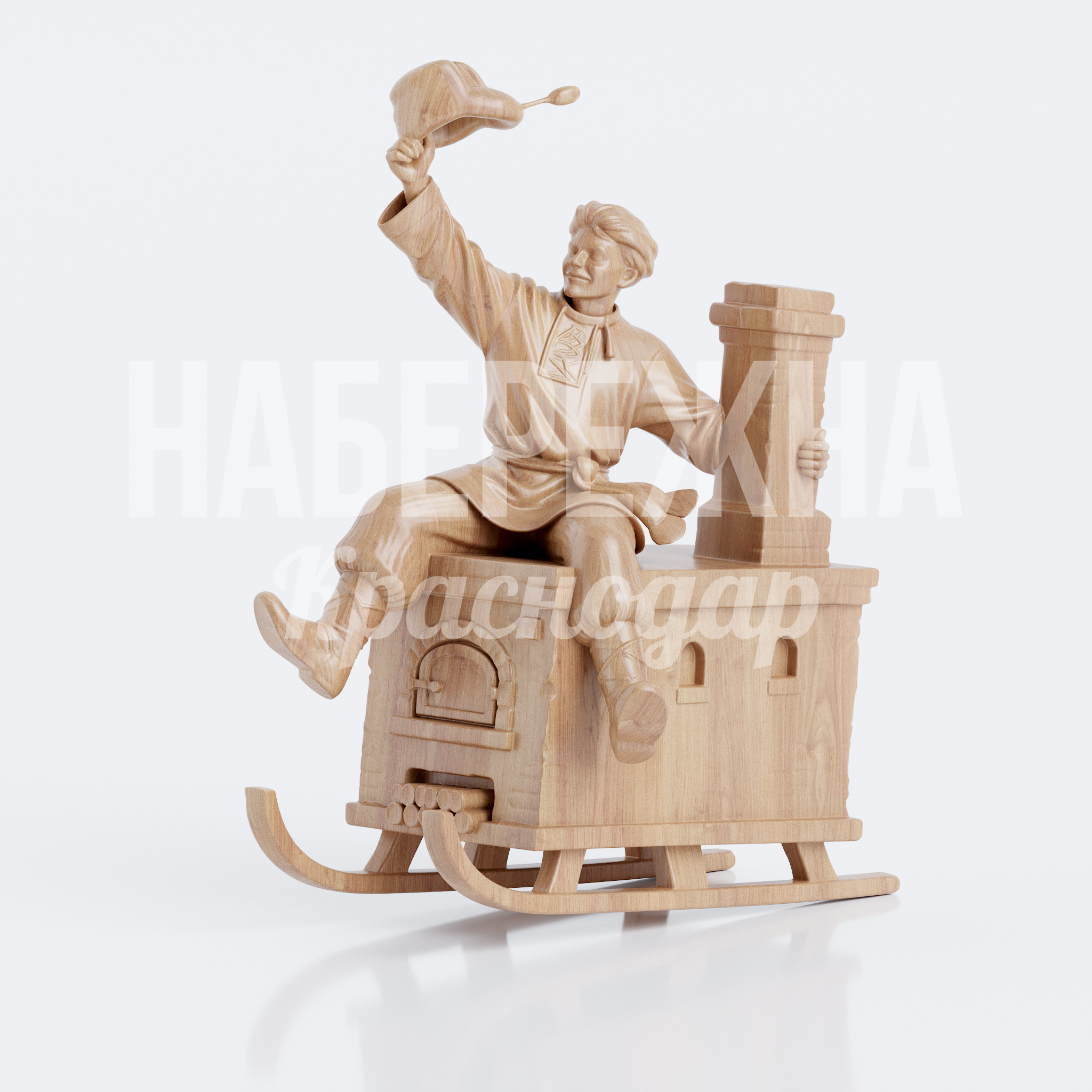 Емеля-дурачок на печи фигура из дерева