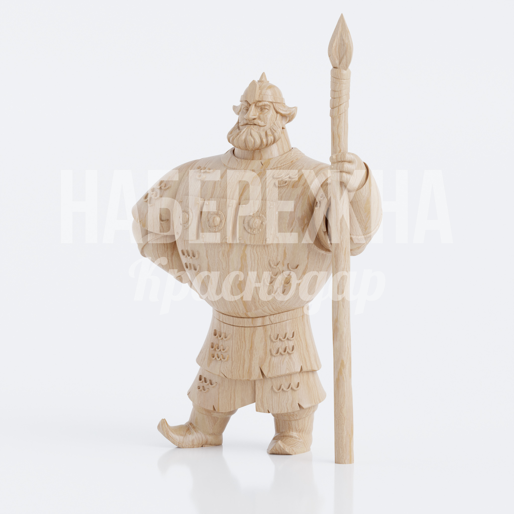 Деревянная фигура богатырь с копьем