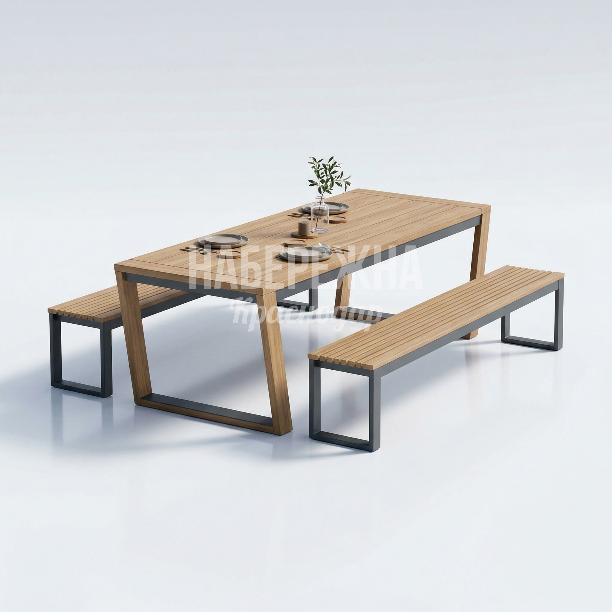 Стол с лавочками для сквера Moy