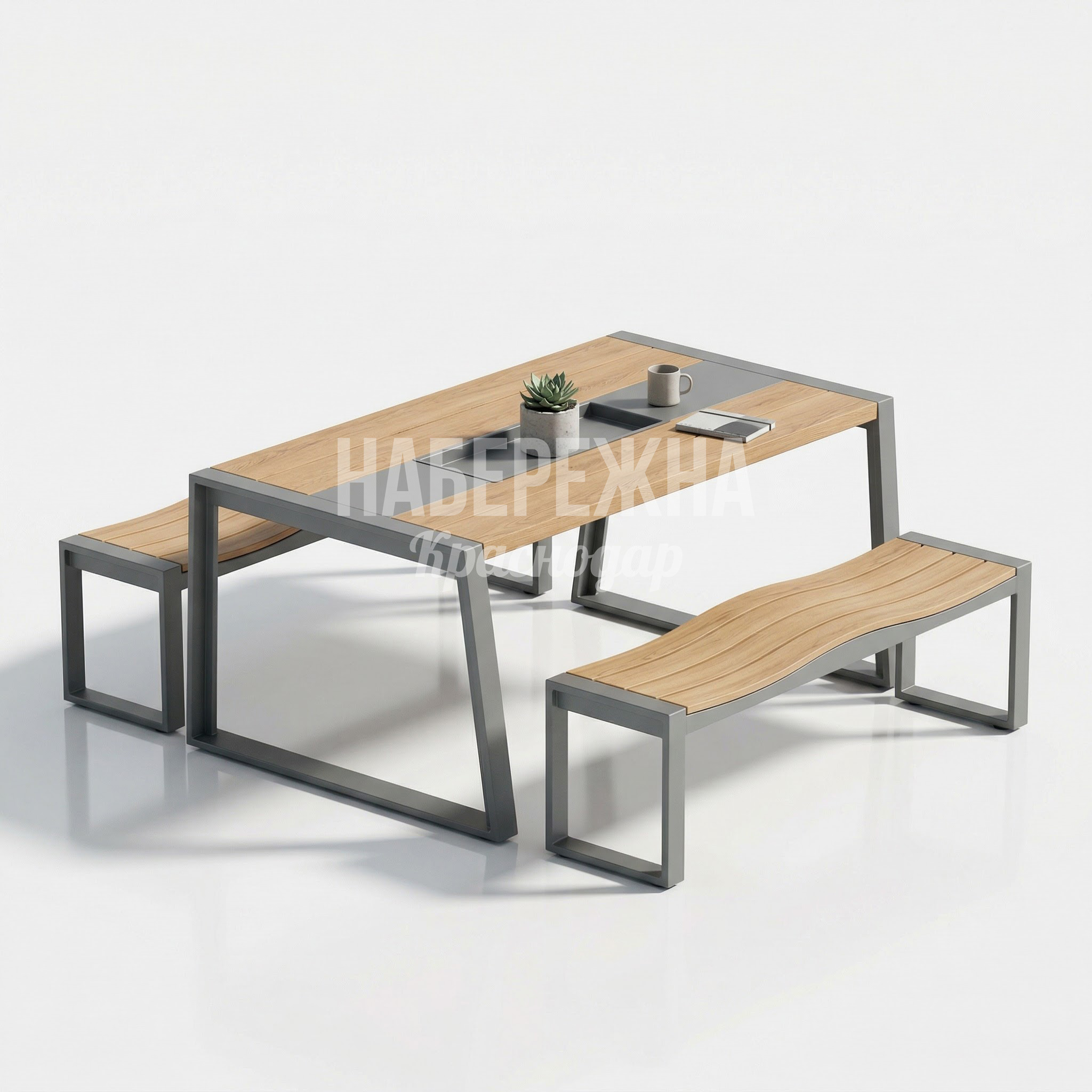 Стол с лавочками для зон отдыха Erfum