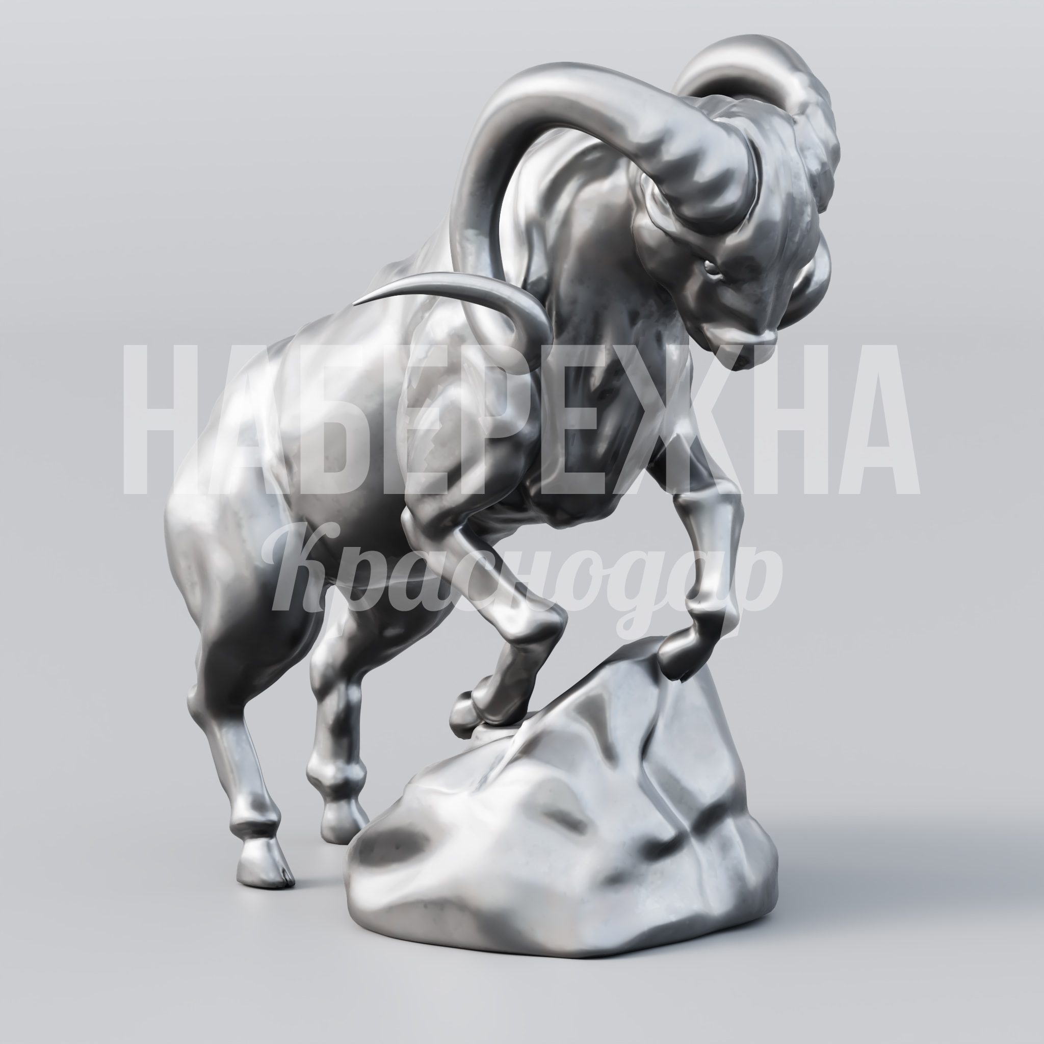 Баран Veölsum 1050x1225x1488 мм. MET-23.021 Скульптура барана из металла с детализированной моделировкой, подходит для парков и общественных пространств.