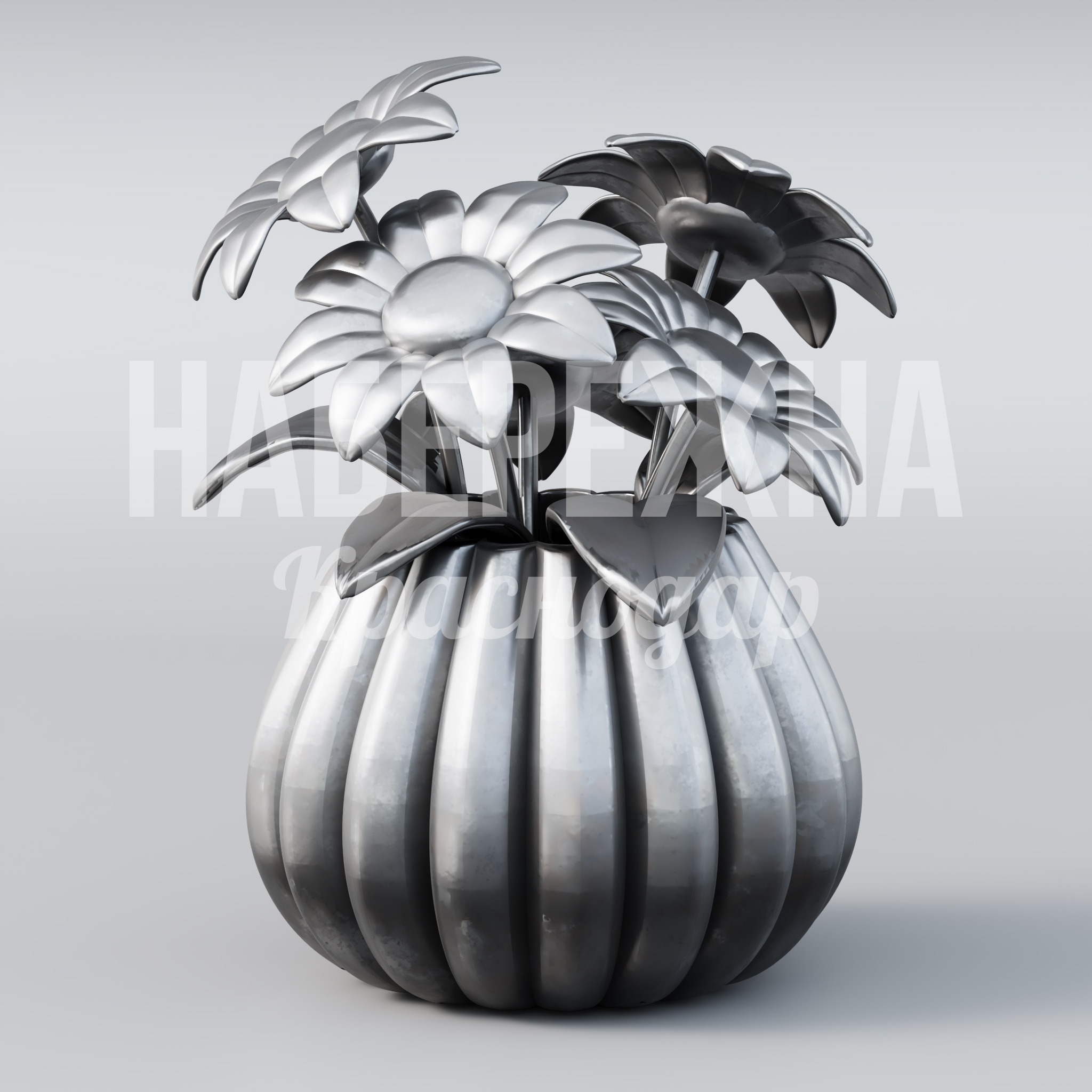 Цветы Eevu — купить, MET-23.023 | Набережна Цветы Eevu 2170x2280x3000 мм. MET-23.023 Декоративная композиция с металлическими цветами в вазоне для озеленения площадей и создания акцентов в парках.