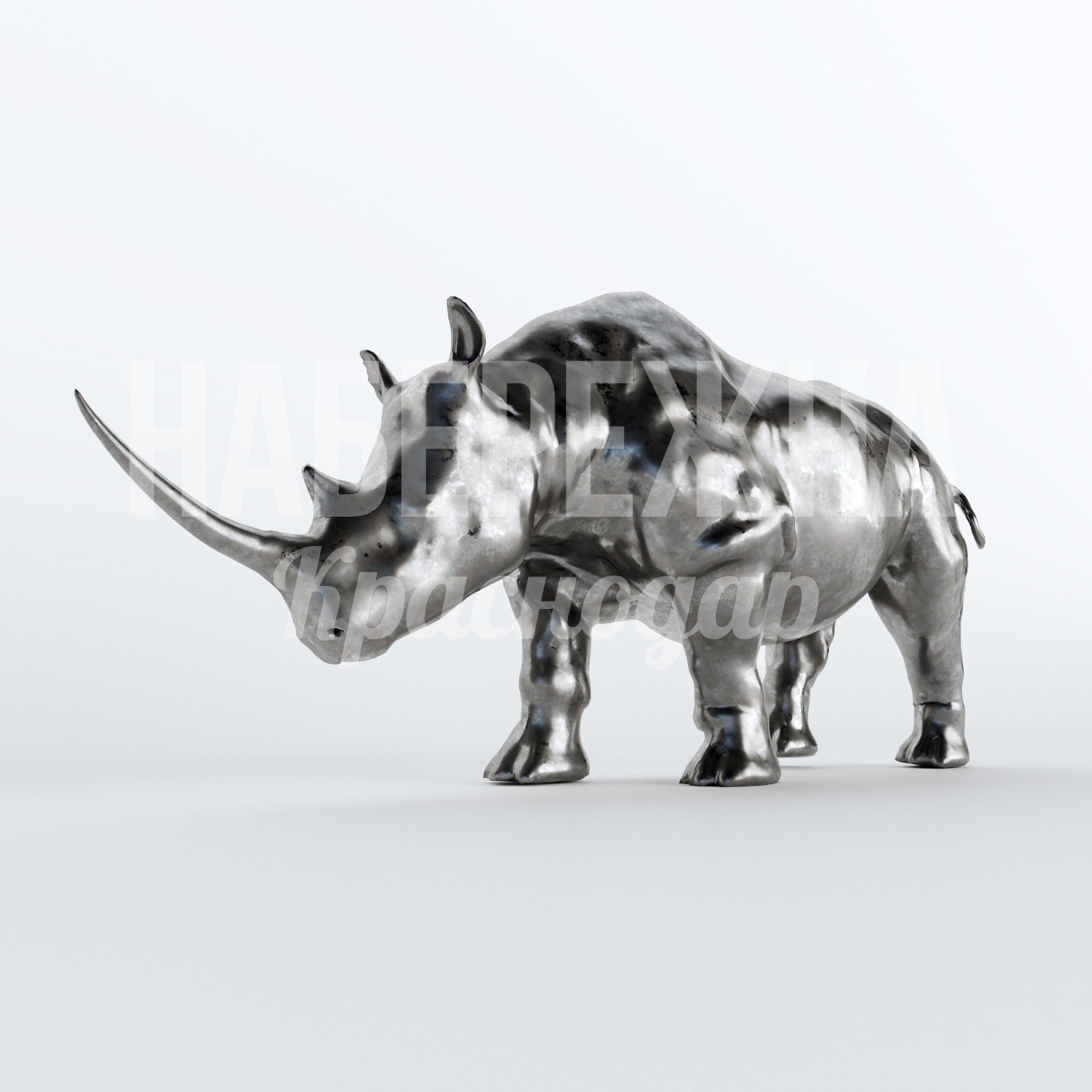 Носорог Fojsai 750x2400x1150 мм. MTF-22.004 Металлическая фигура носорога для благоустройства парков и общественных пространств, привлекает внимание посетителей.