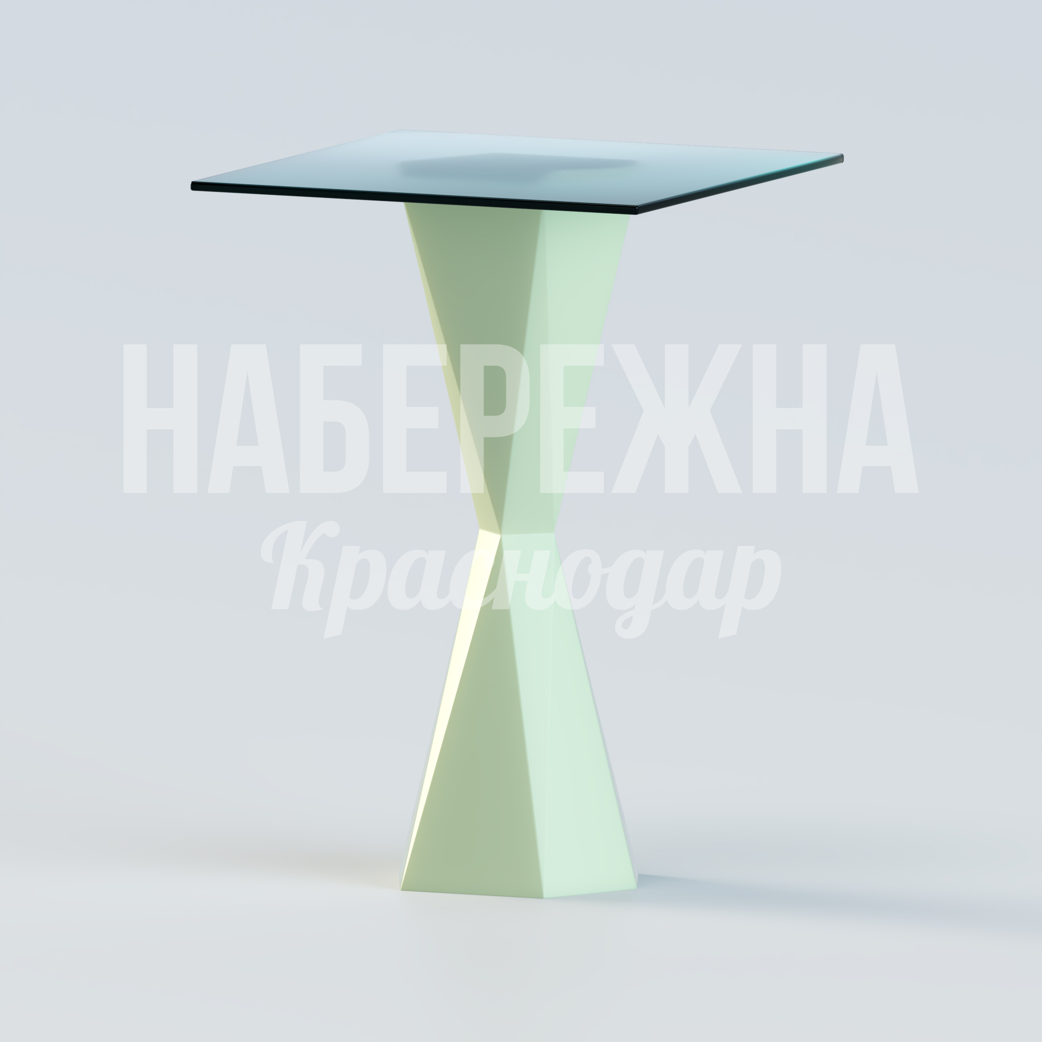 Стол Roi 500x500x730 мм. OST-20.042 Стол с геометрической опорой и столешницей из закалённого стекла. Встроенная подсветка создаёт акцент в зоне отдыха.