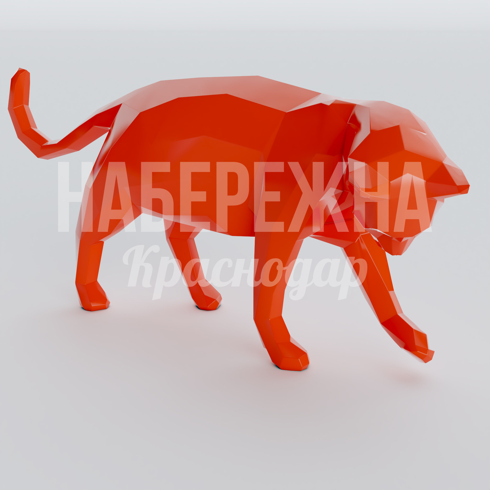 Кот Etluir 500x1780x750 мм. PGF-22.026 Скульптура кота в полигональном дизайне. Яркий акцент для парков, торговых центров и детских площадок.