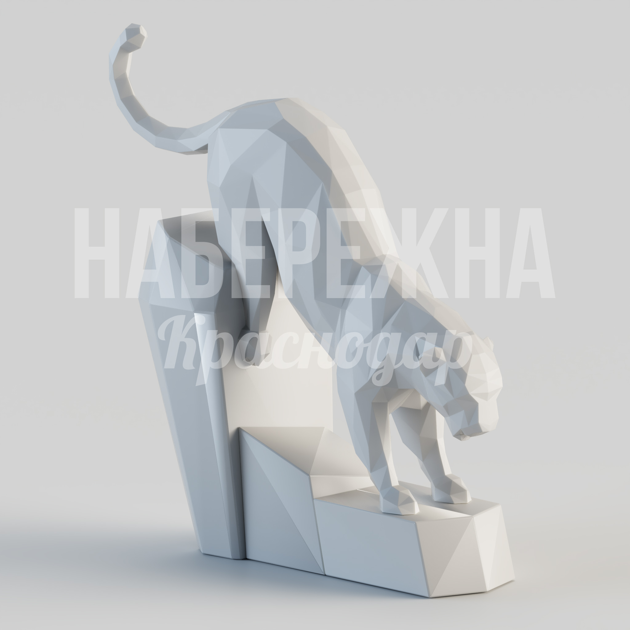 Ягуар KoatlKetz 600x1700x1620 мм. PGF-24.002 Скульптура ягуара в геометрической стилистике. Атмосферный акцент для парков, скверов и общественных пространств.