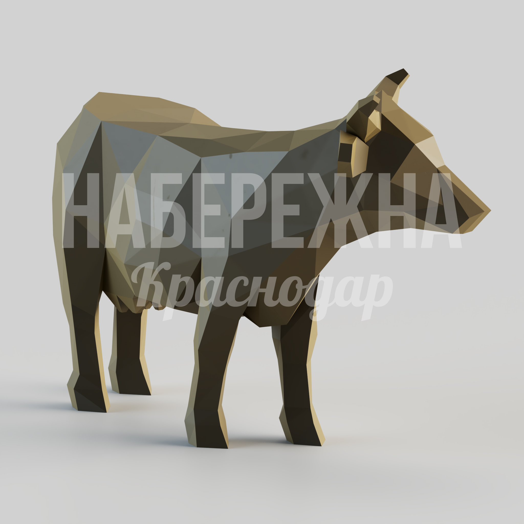 Корова Fasukge 850x2100x1500 мм. PGF-24.005 Скульптура коровы в полигональном стиле. Арт-объект для зон отдыха, торговых центров и общественных пространств.