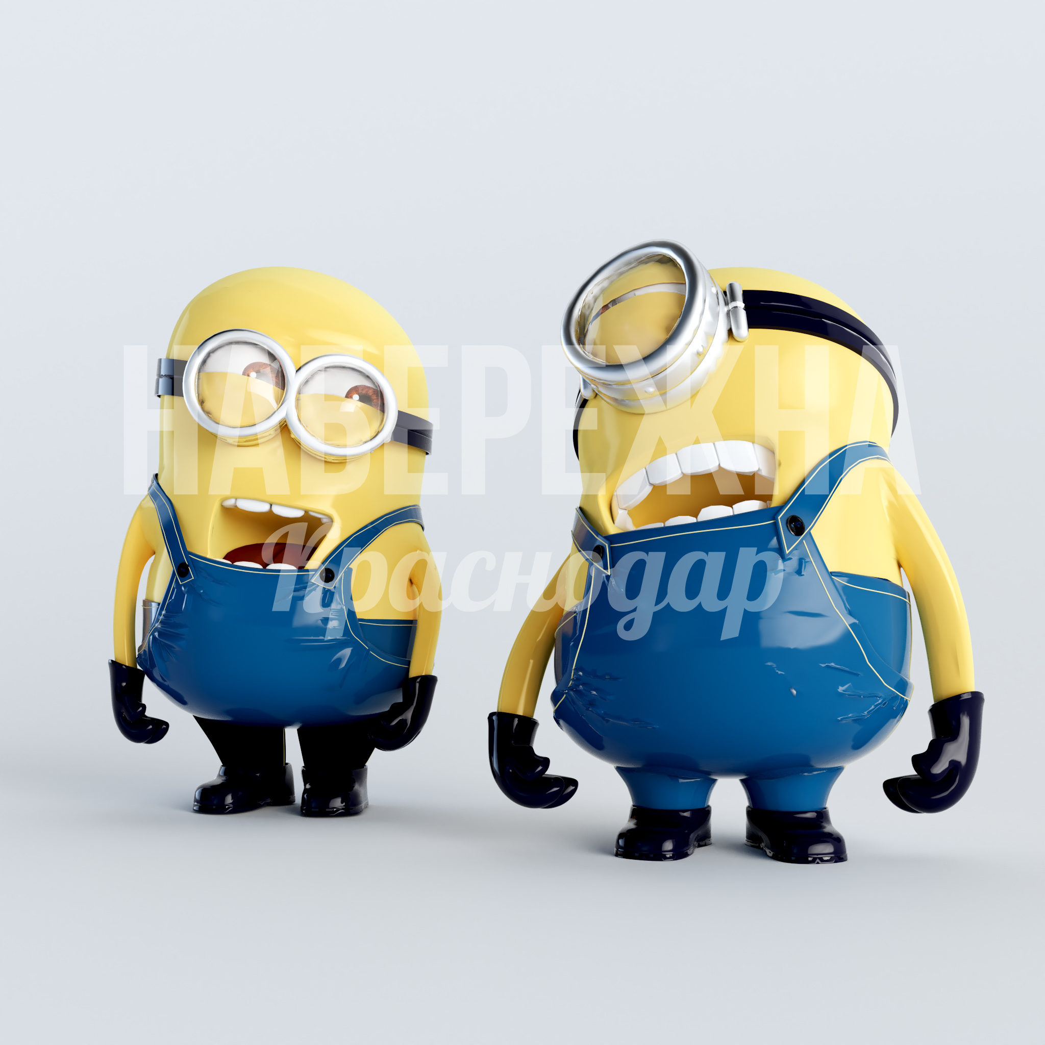 Миньоны Stuart и Dave 1000x1380x1600 мм. STF-22.019 Фигуры Миньонов Stuart и Dave из стеклопластика для детских площадок, парков и торговых центров. Привлекают внимание.