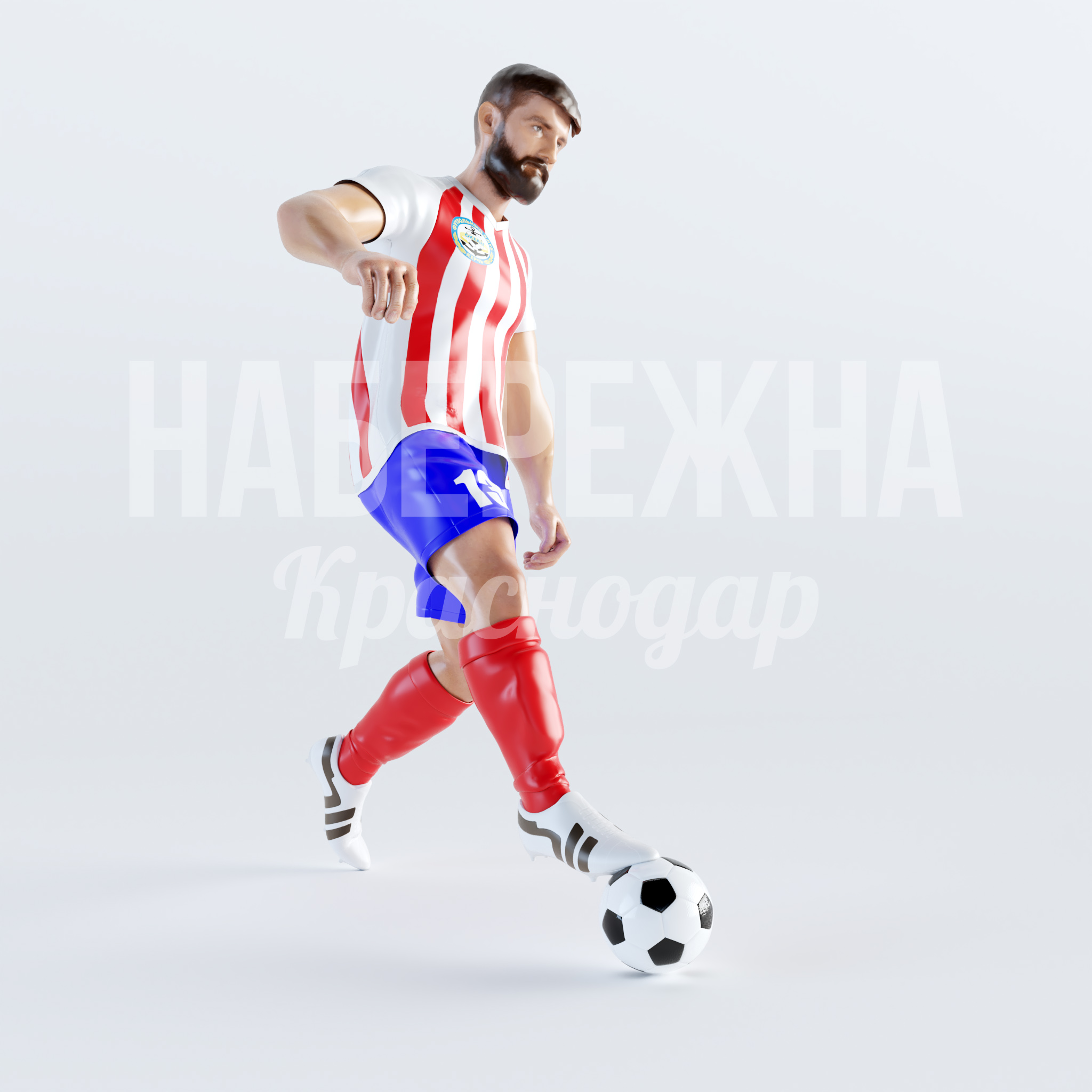 Футболист Åkiay 1620x1300x1850 мм. STF-22.032 Фигура футболиста в полный рост для оформления спортивных зон, привлекает внимание и создаёт атмосферу игры.