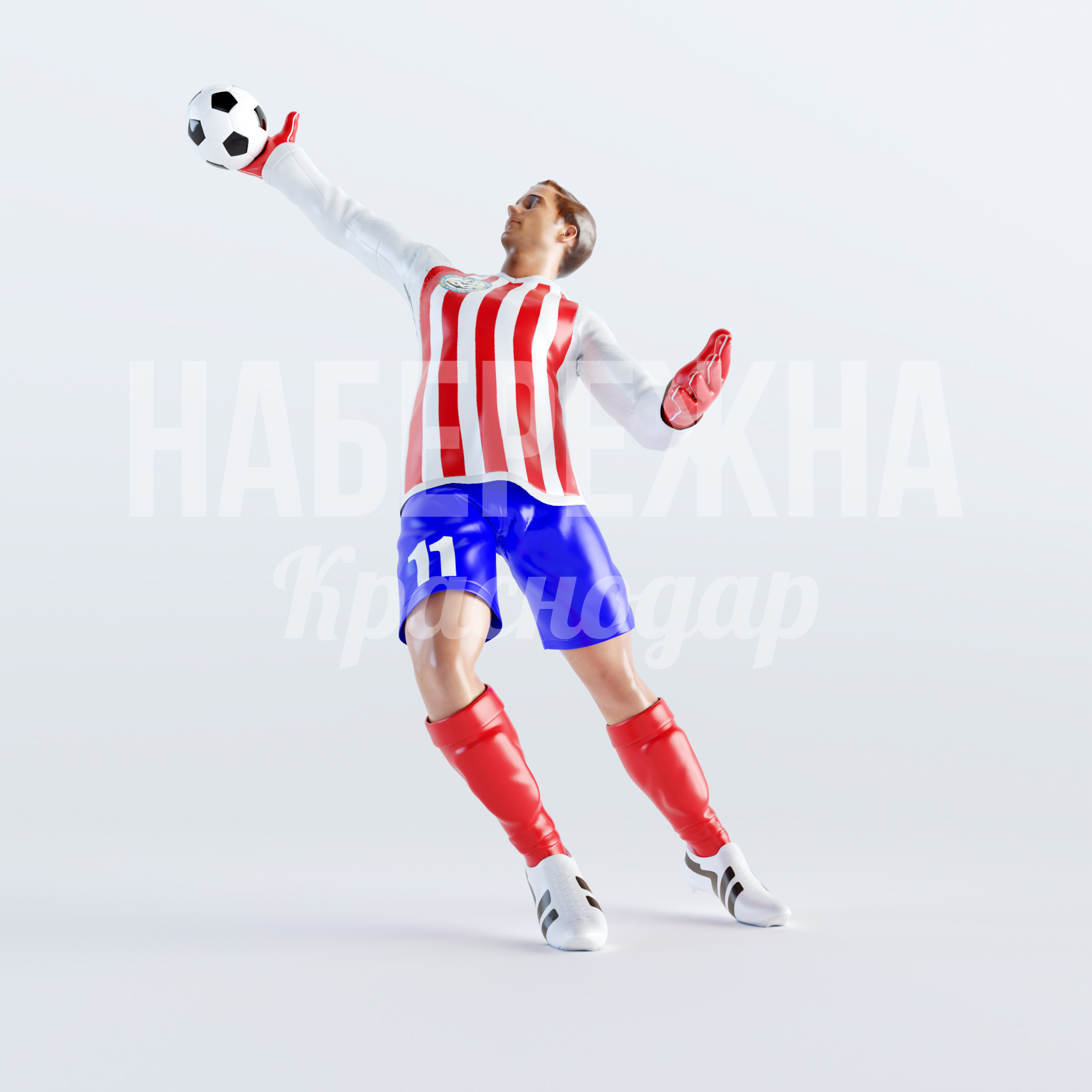 Футболист вратарь Hömges 1200x1500x2170 мм. STF-22.033 Фигура футболиста-вратаря для оформления спортивных объектов, парков и торговых центров. Привлекает внимание посетителей.