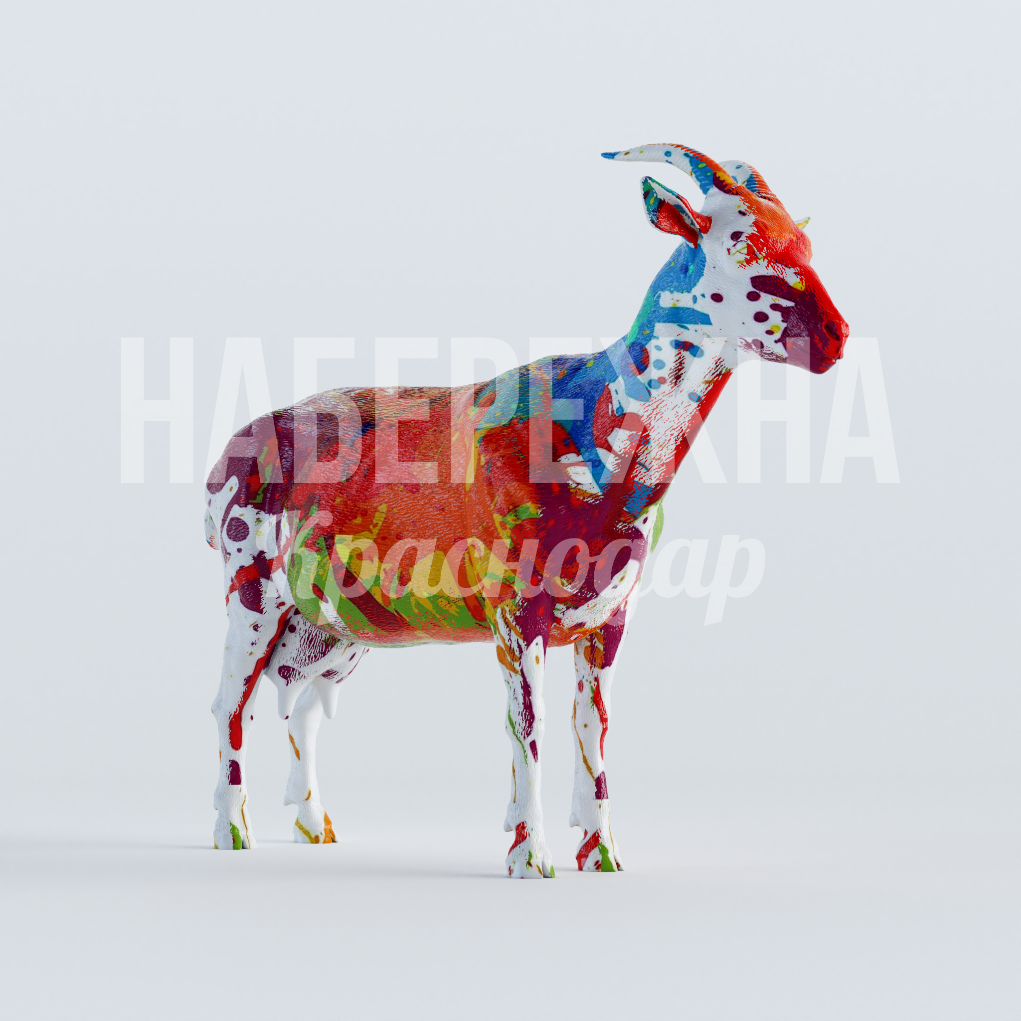 Козочка Gufbavfa 400x1360x1000 мм. STF-22.045 Декоративная фигура козы в яркой художественной раскраске для оформления детских площадок и парковых зон.