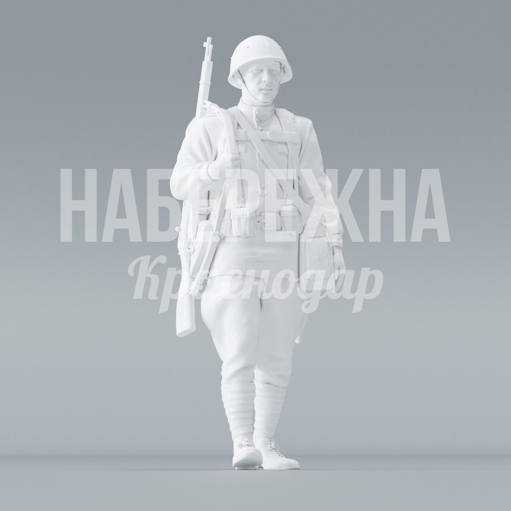 Солдат "Николаев" 680x650x1670 мм. STF-22.051 Скульптура солдата в полный рост для мемориалов и музеев. Детализированная проработка формы, стойкость к осадкам.