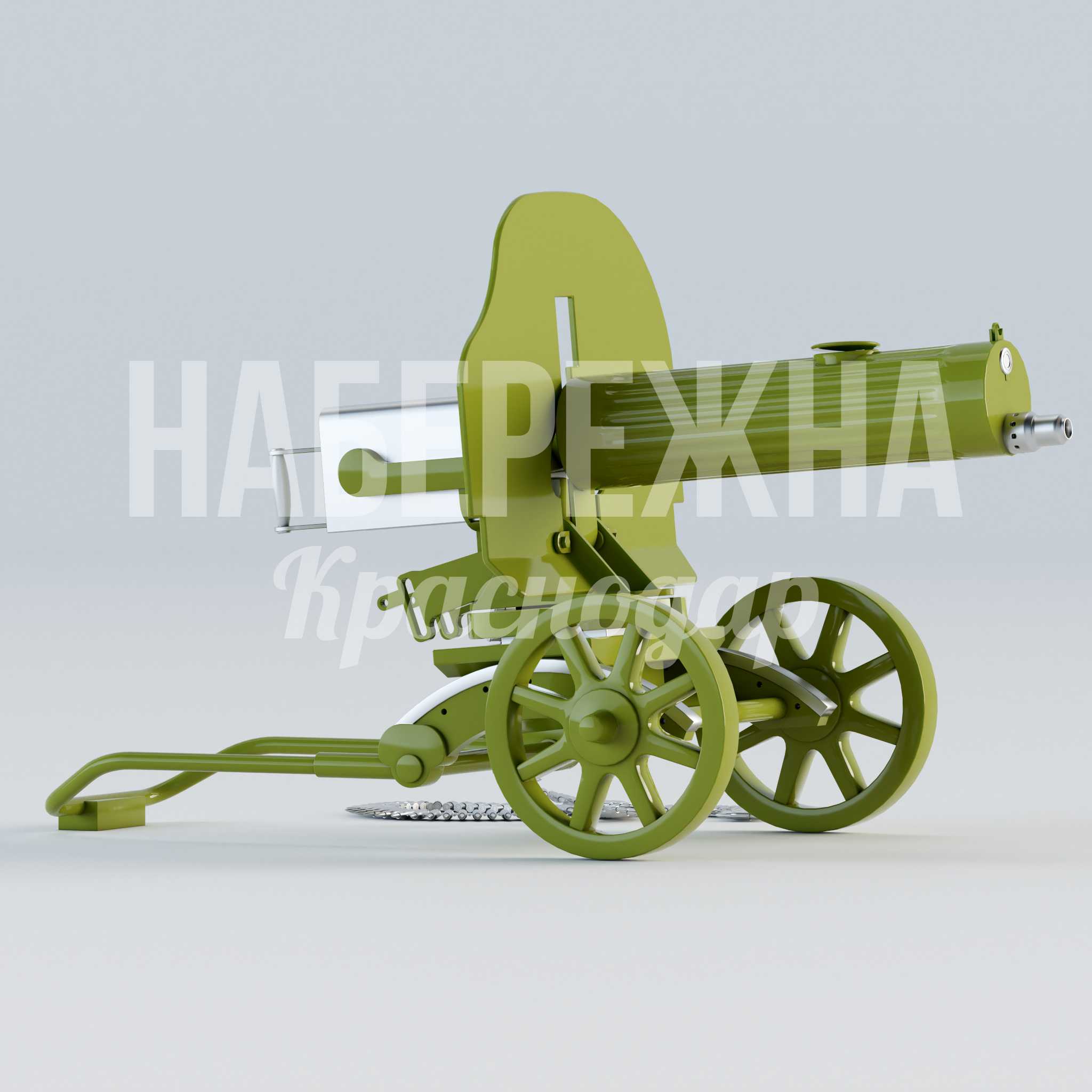 Фигура "Пулемет" 1150x800x700 мм. STF-22.065 Фигура пулемёта из стеклопластика для тематического оформления парков и мемориальных зон. Антивандальная конструкция.