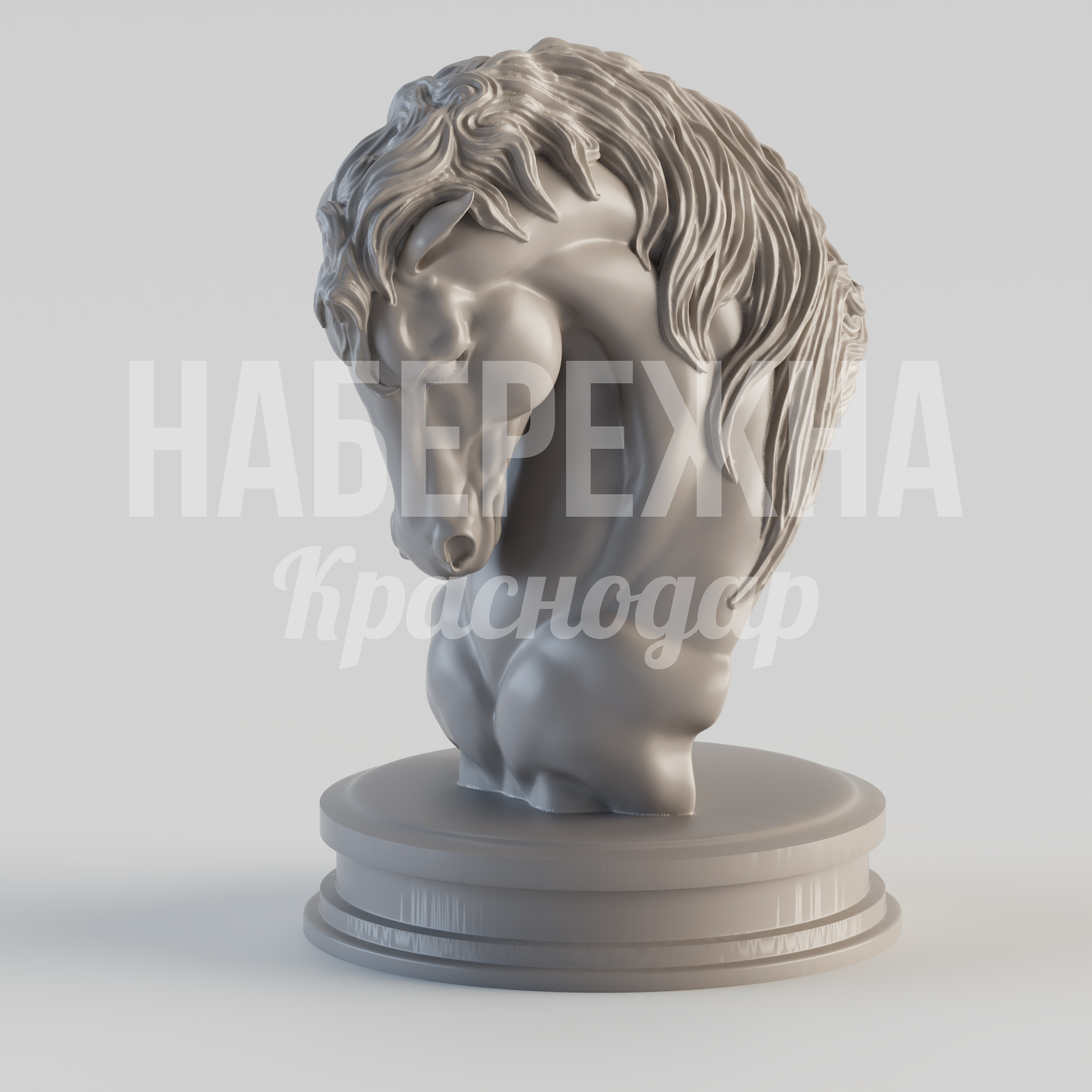 Бюст коня Vöcpo 1300x1200x1800 мм. STF-24.011 Скульптура коня с детализированной гривой. Атмосферный арт-объект для входных групп, парков и общественных зон.