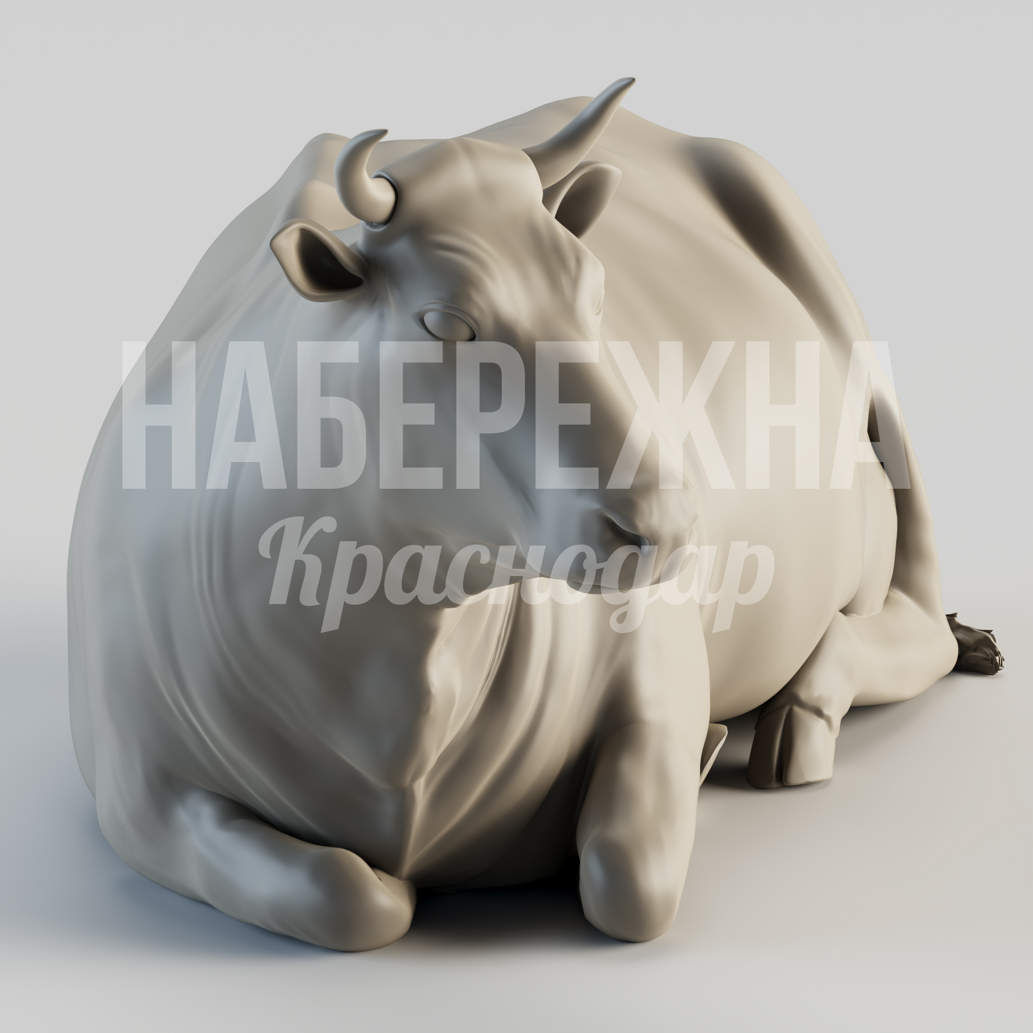 Корова Puveufdi лежит 4000x2150x2000 мм. STF-24.020 Скульптура лежащей коровы для парков и общественных пространств. Привлекает внимание посетителей и детей.